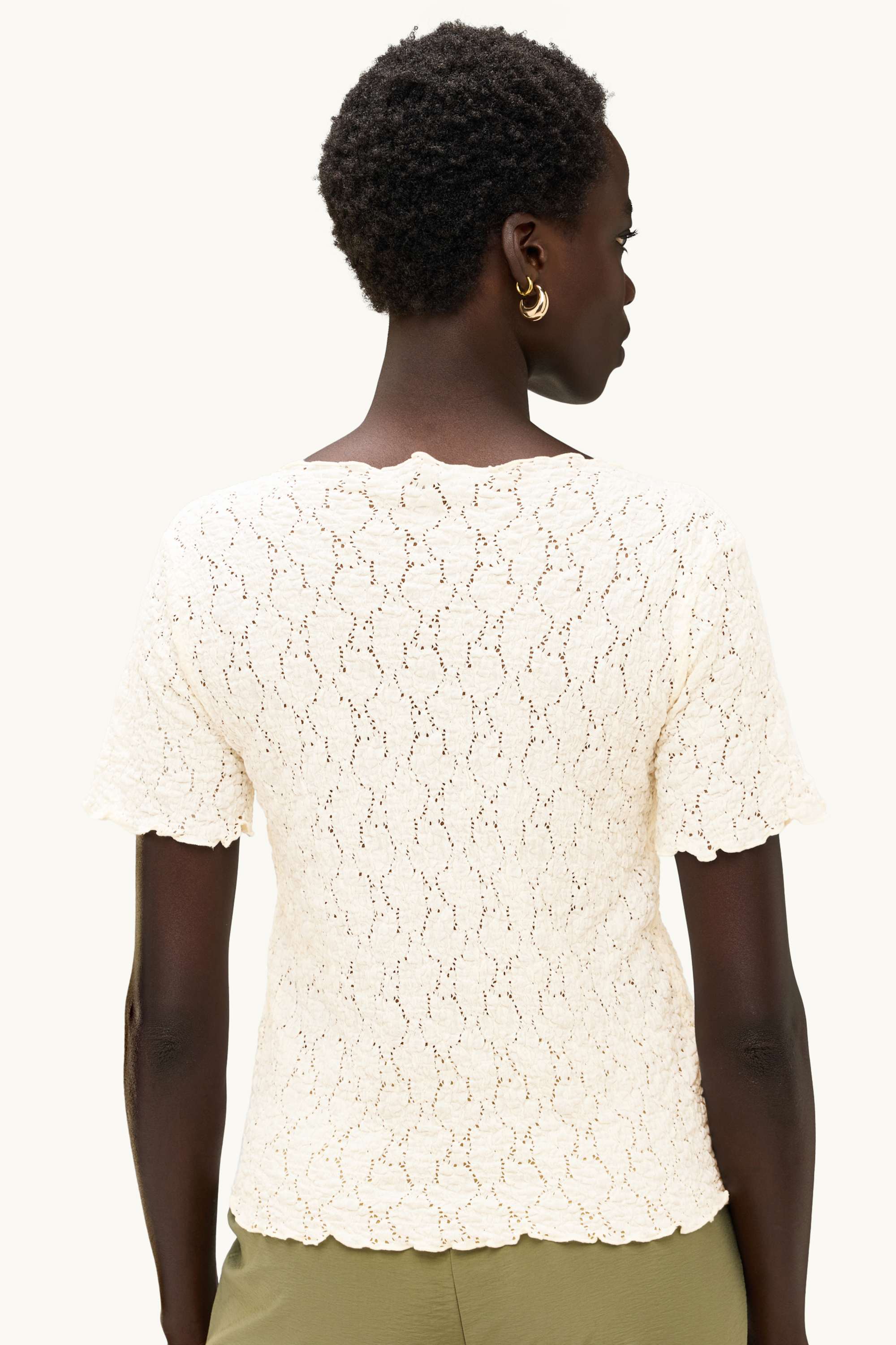 T-shirt - regular fit - textured creme