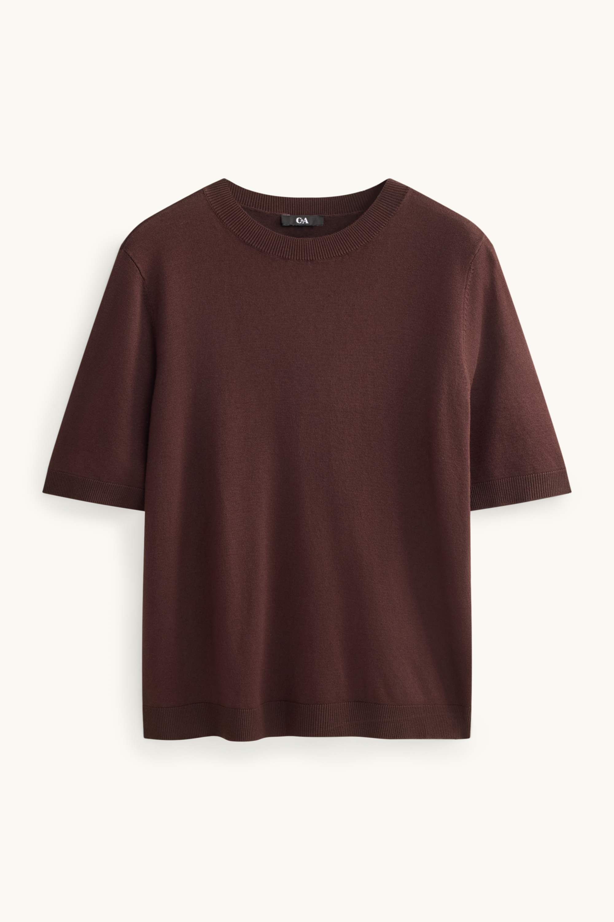 Knitted jumper - short sleeve dark brown