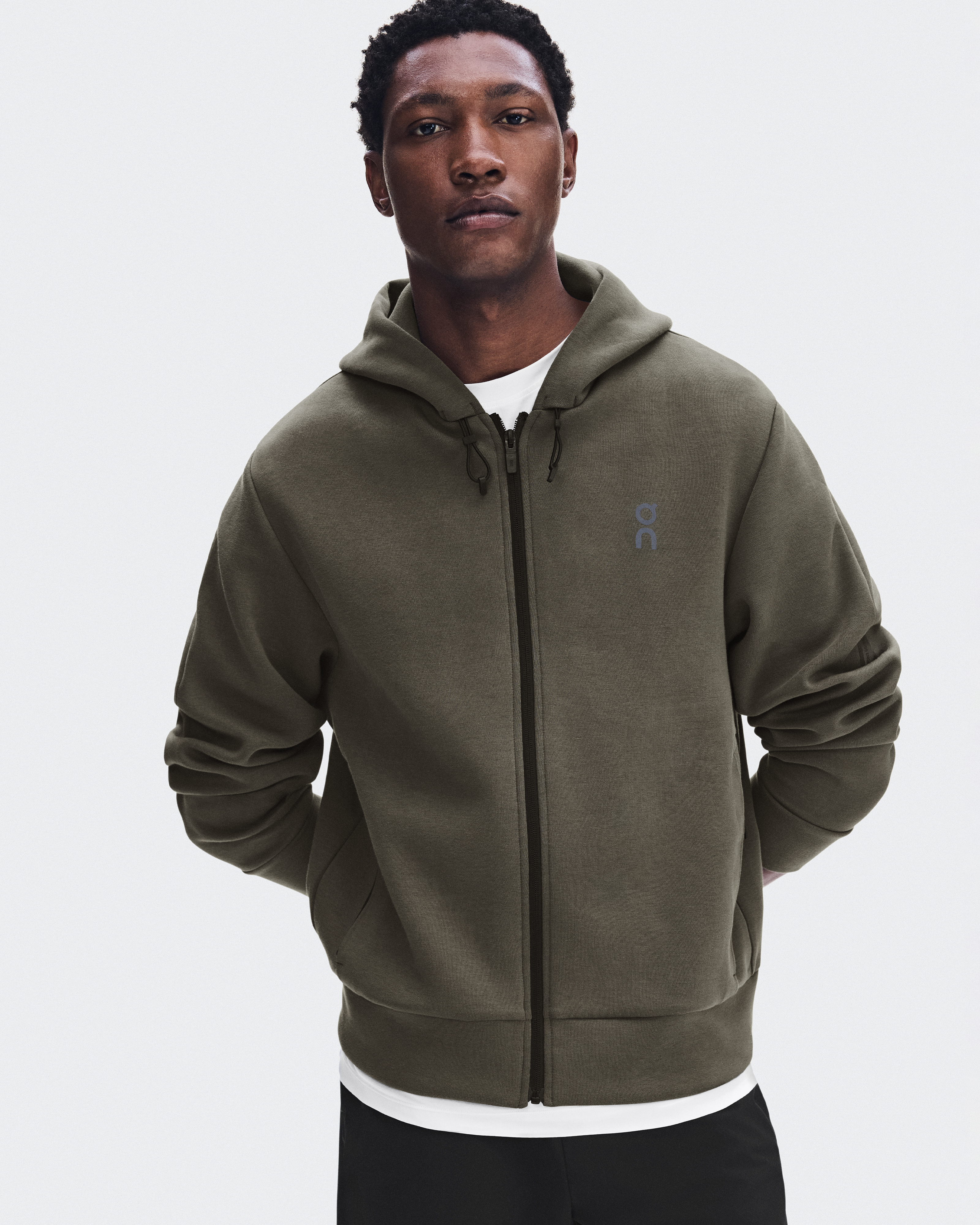 Focus Tech Zip Hoodie - Bark