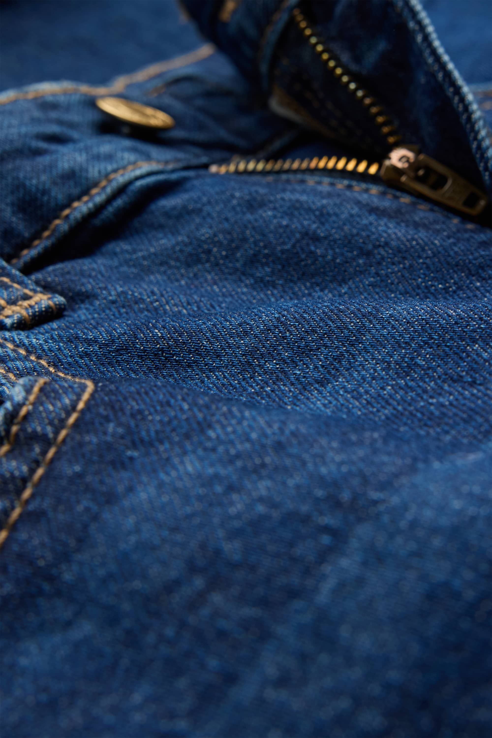 Cropped wide leg jeans - high waist blue denim (2)