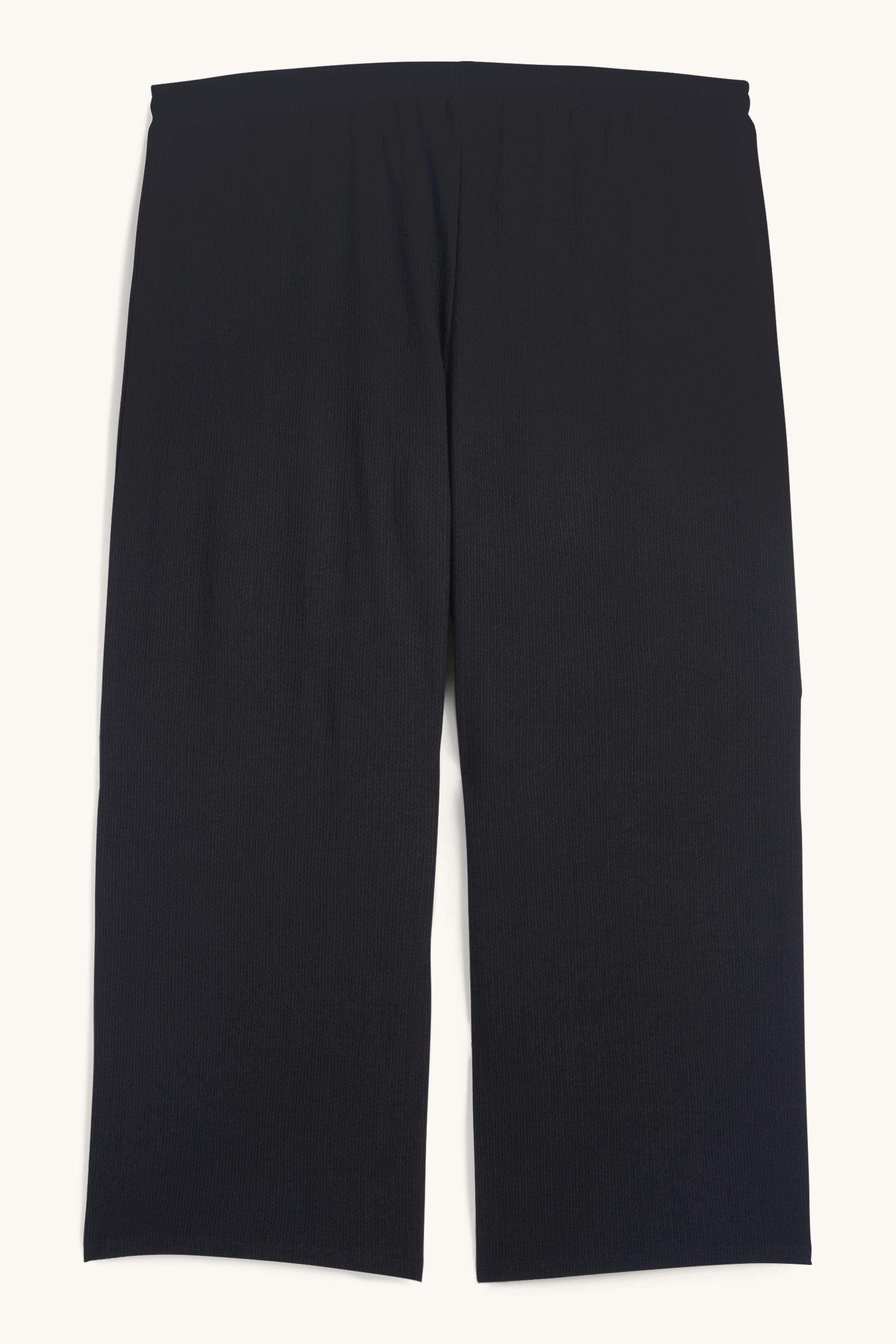 Jersey trousers - mid-rise waist - wide leg - textured black (1)