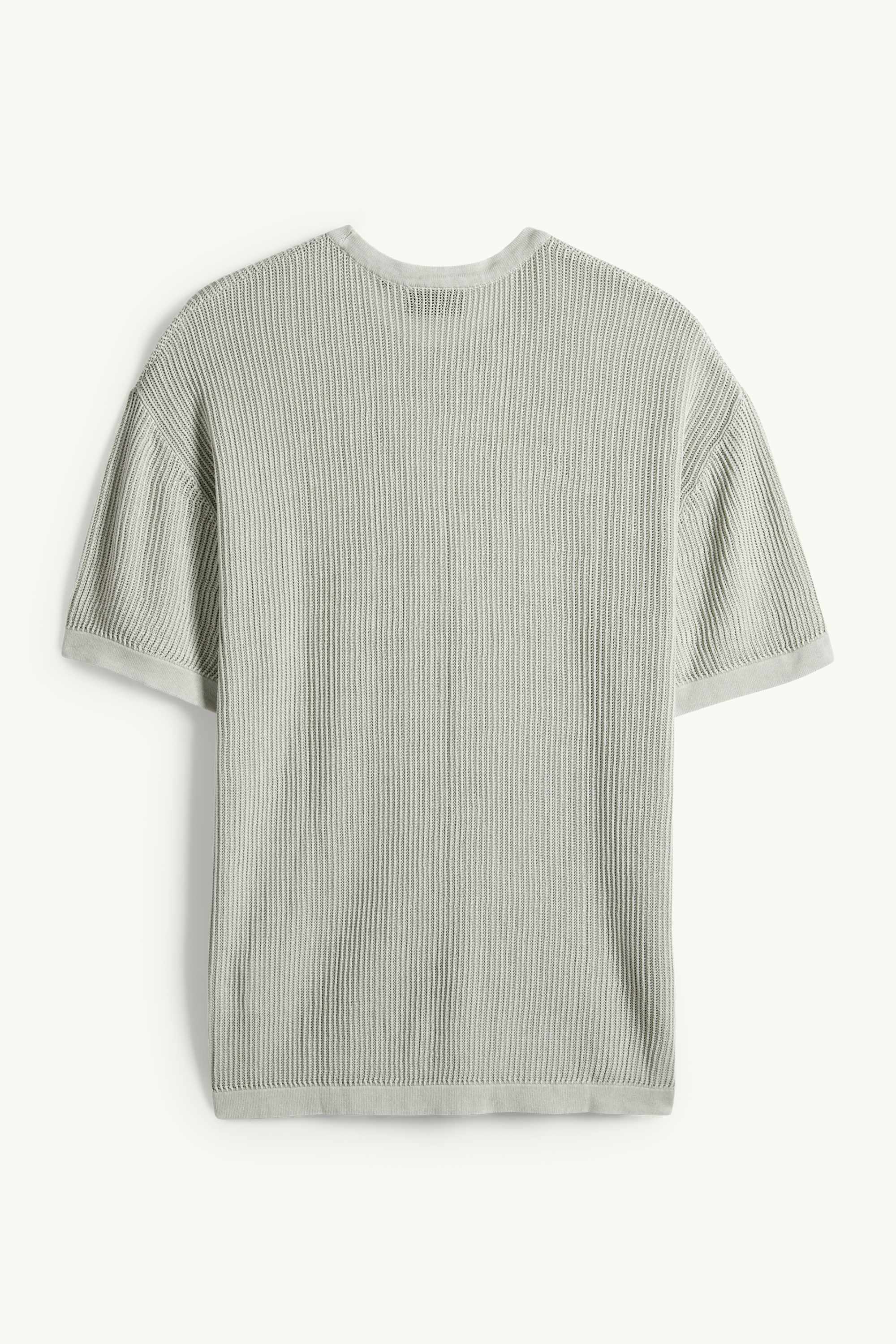 Knitted jumper - short sleeve - ribbed mint green