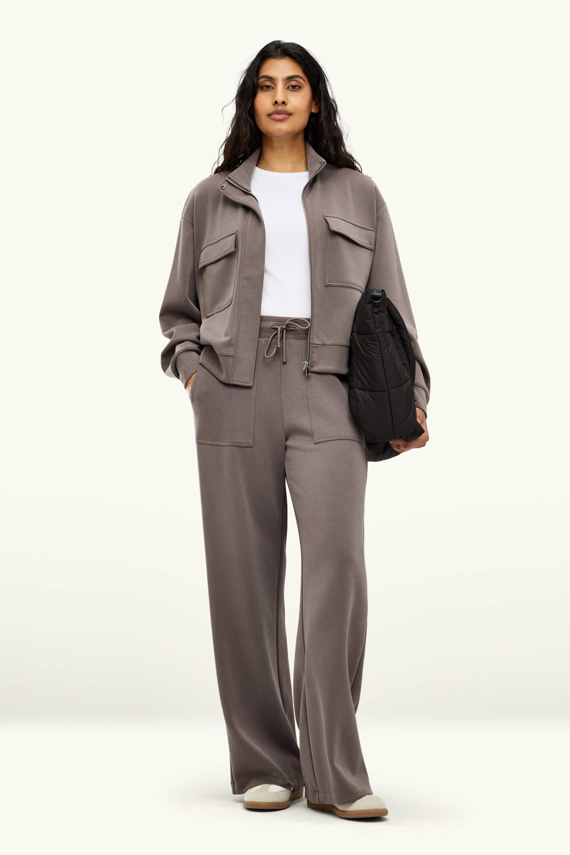 Zip-through sweatshirt taupe