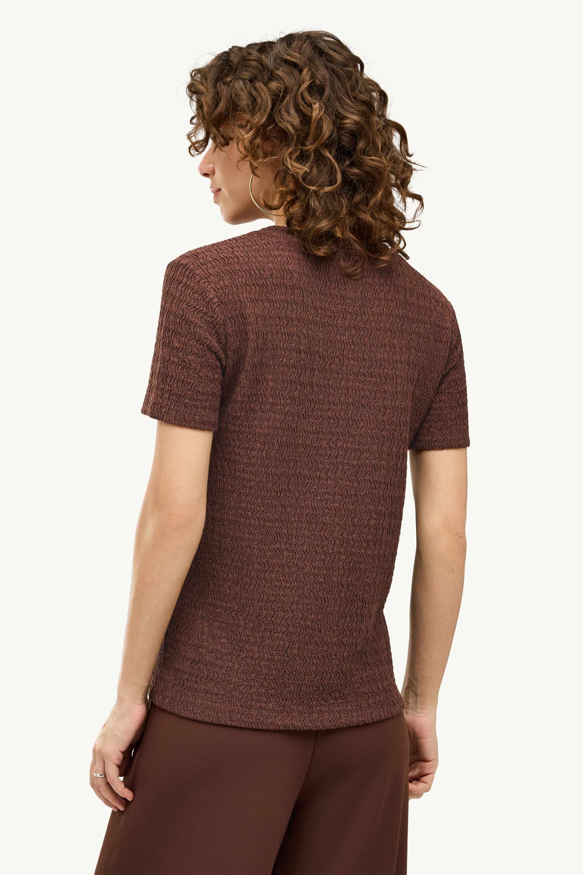 T-shirt - regular fit - textured dark brown