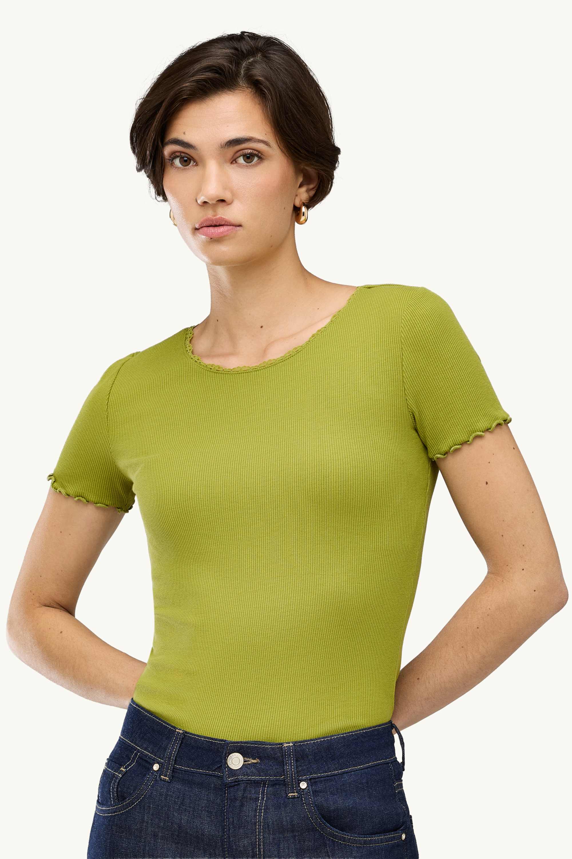 T-shirt - relaxed fit - ribbed green