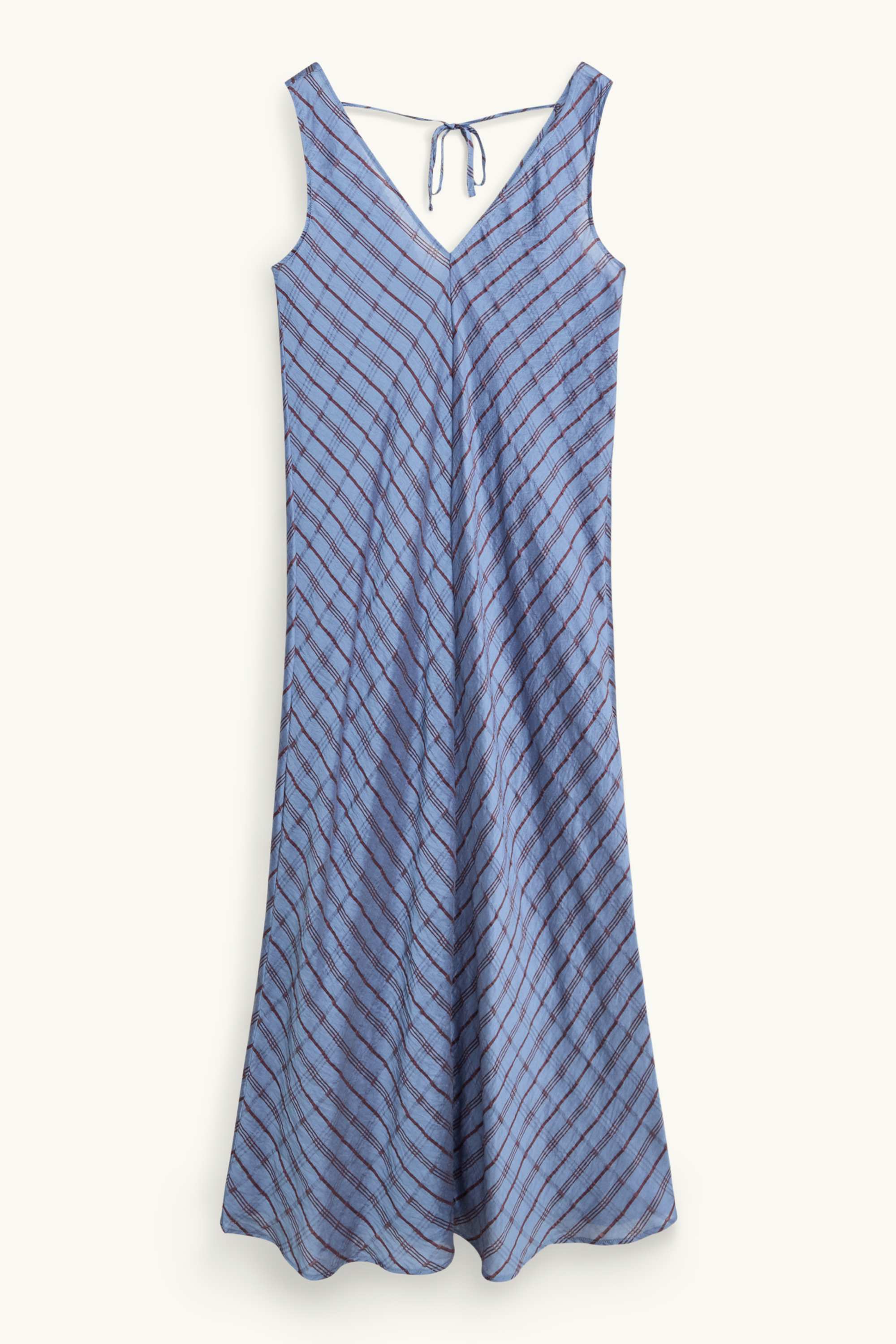 V-neck dress - straight fit - viscose blend red / blue
