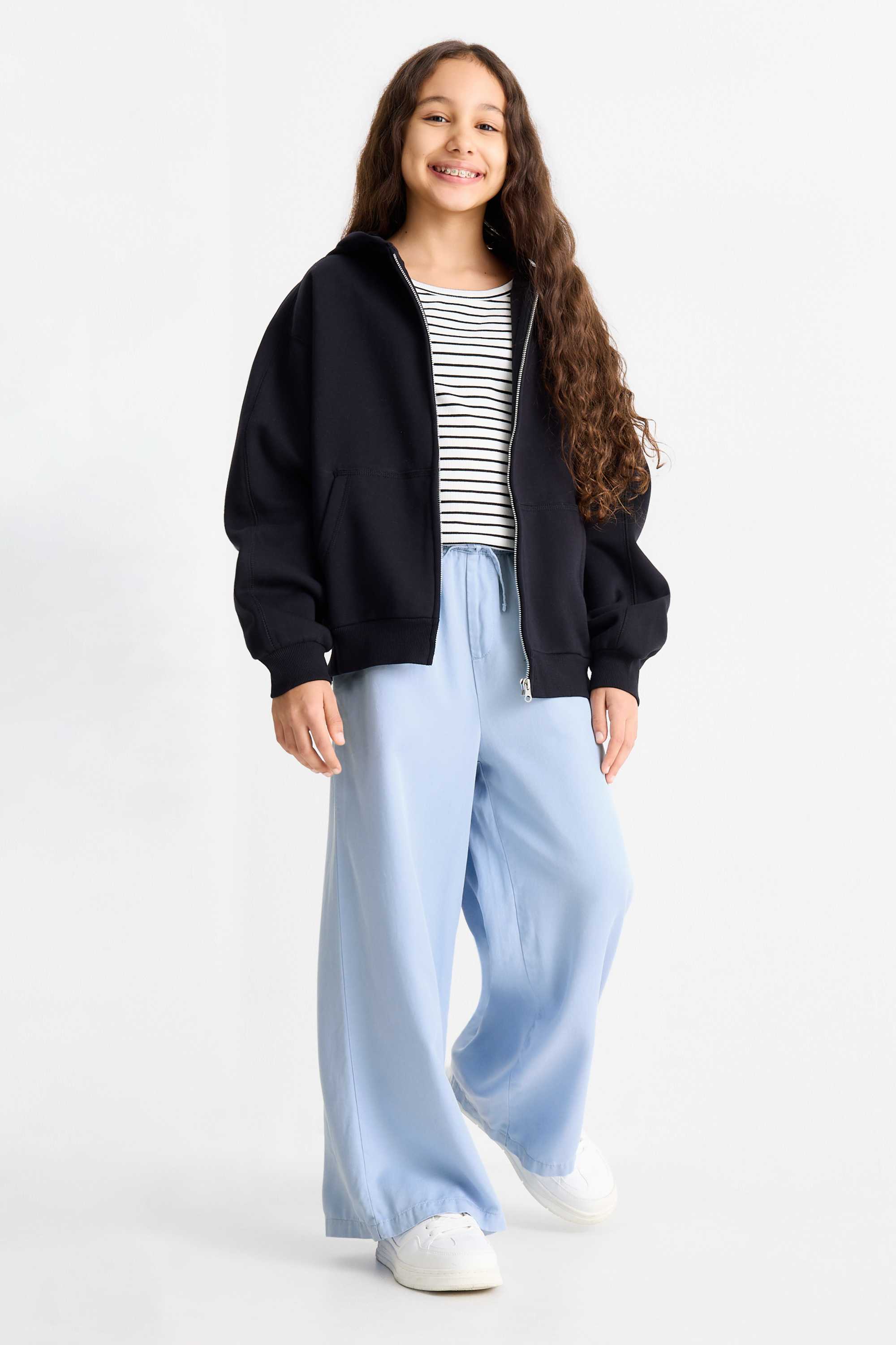 Cloth trousers - palazzo light blue