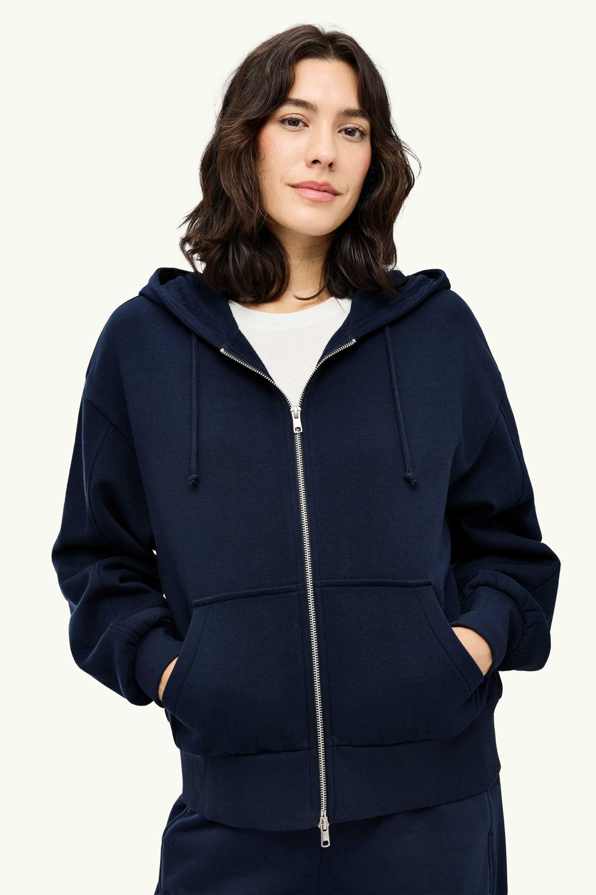 Zip-through hoodie petrol