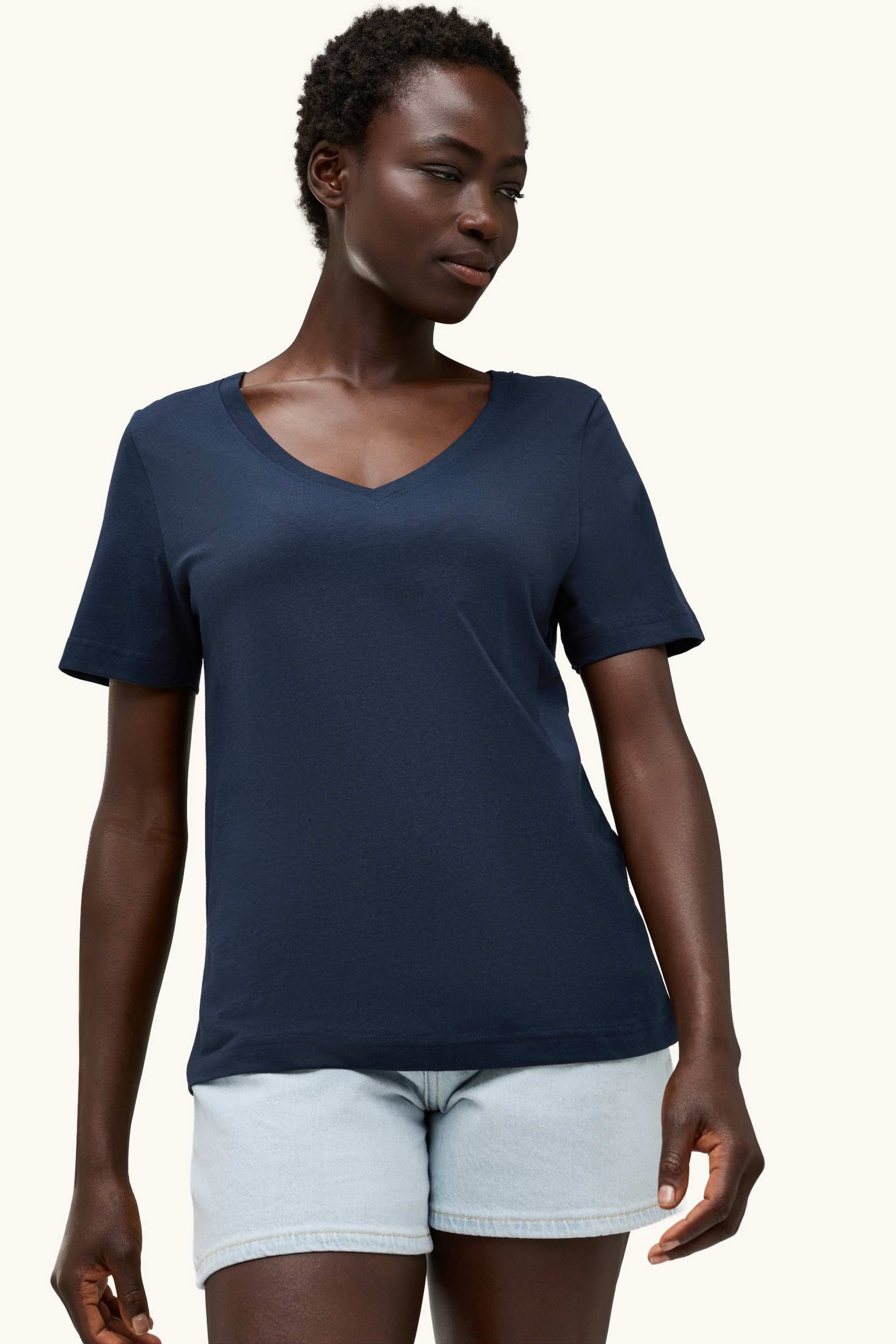 V-neck T-shirt - regular fit dark blue