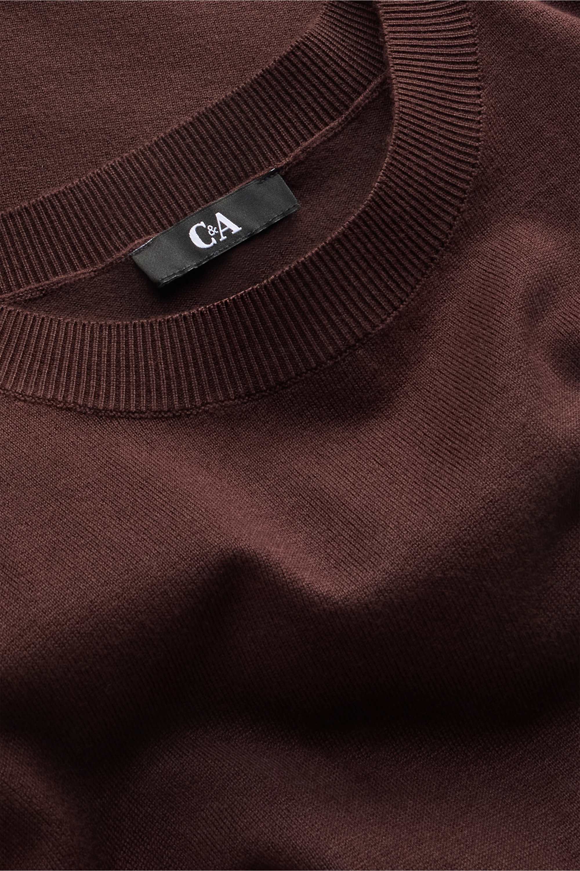 Knitted jumper - short sleeve dark brown