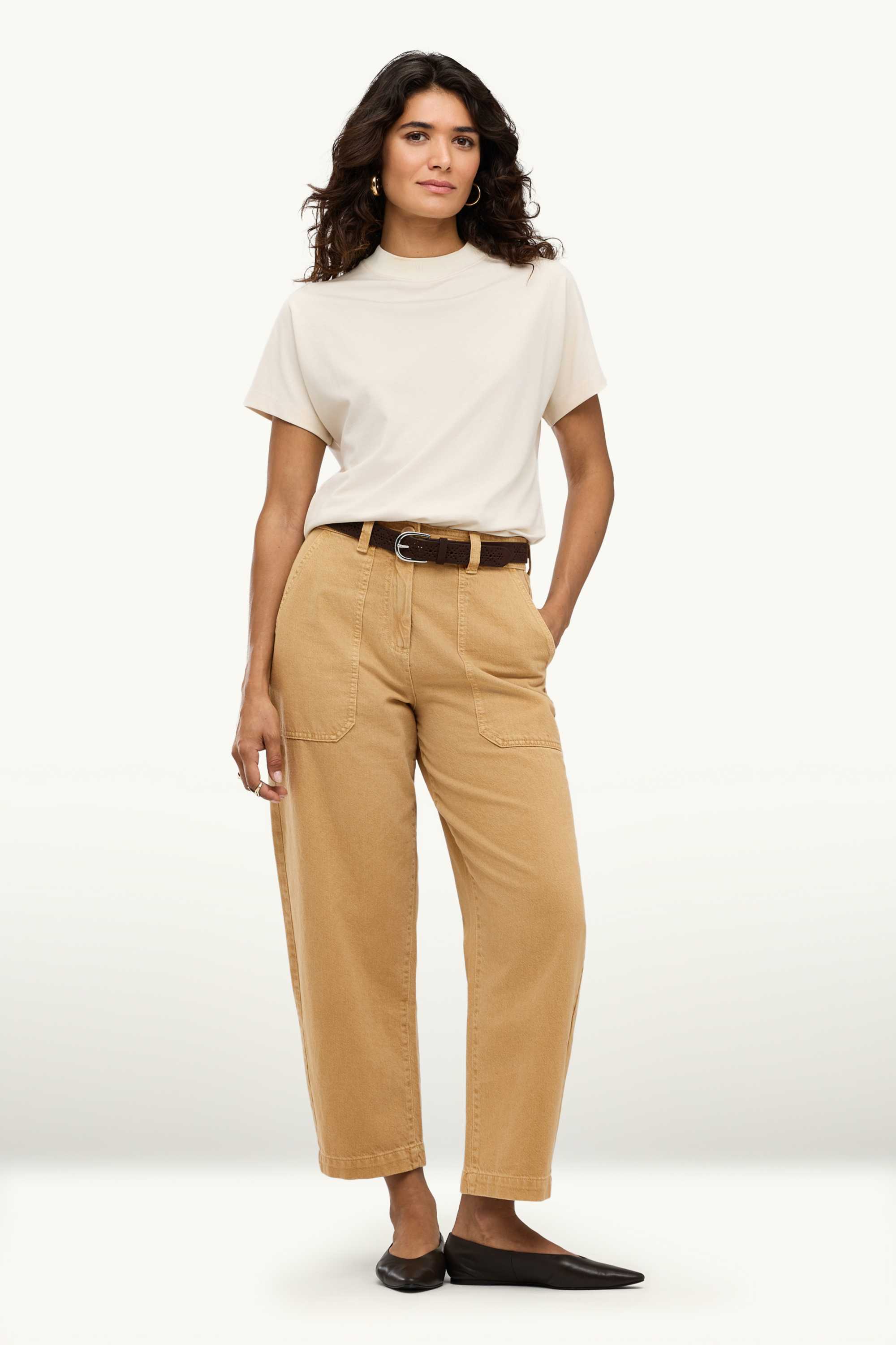 Barrel jeans - high waist beige