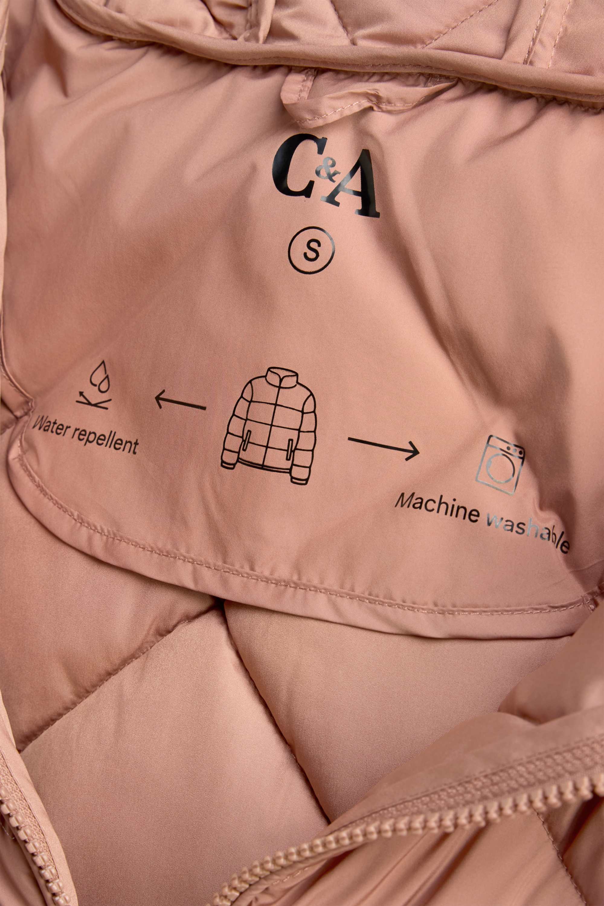 Quilted jacket with hood - water-repellent rose
