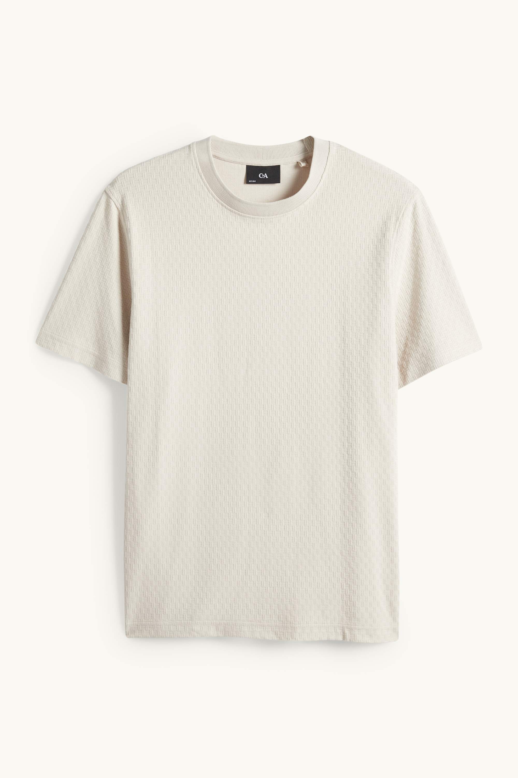 T-shirt - regular fit - textured cremewhite