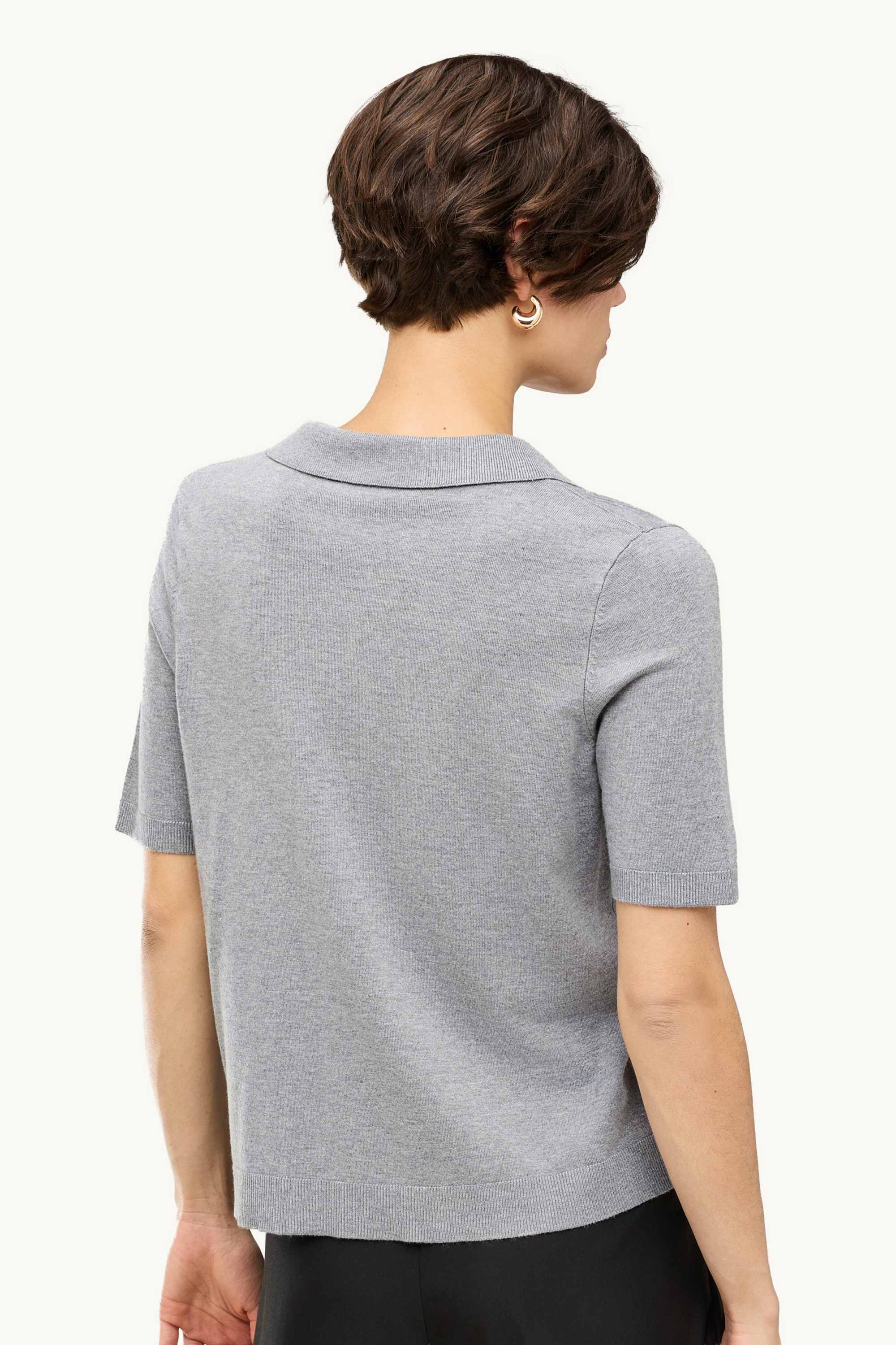 Knitted polo shirt - regular fit gray