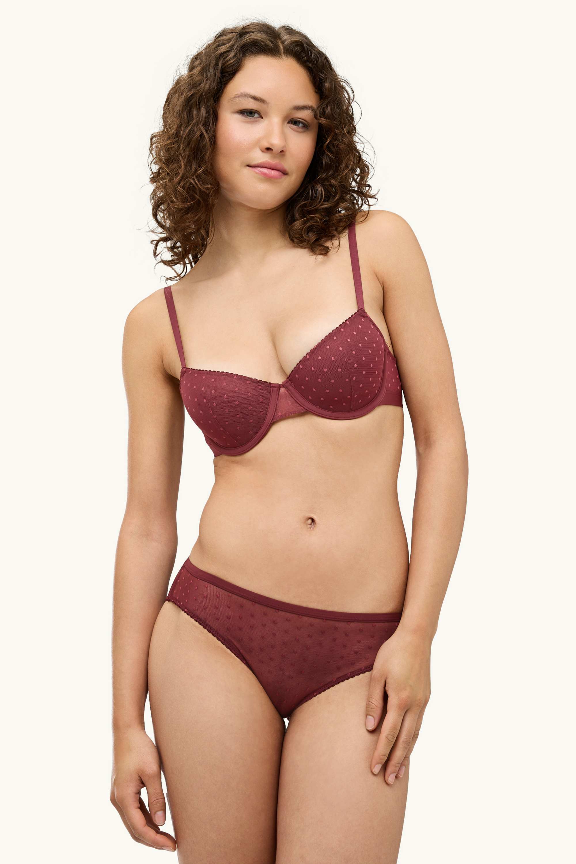 Underwire bra - DEMI - padded - polka dot red