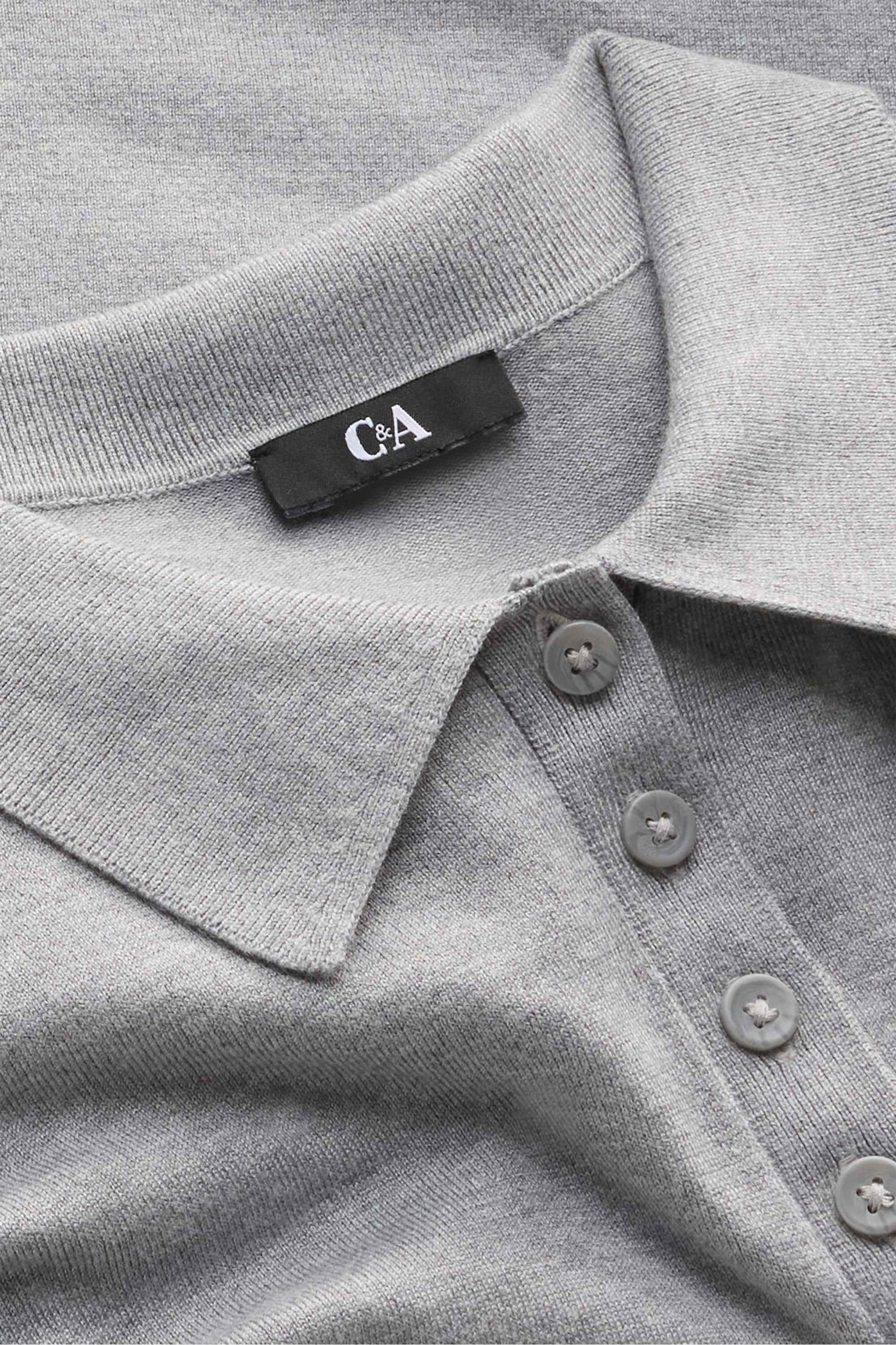 Knitted polo shirt - regular fit gray