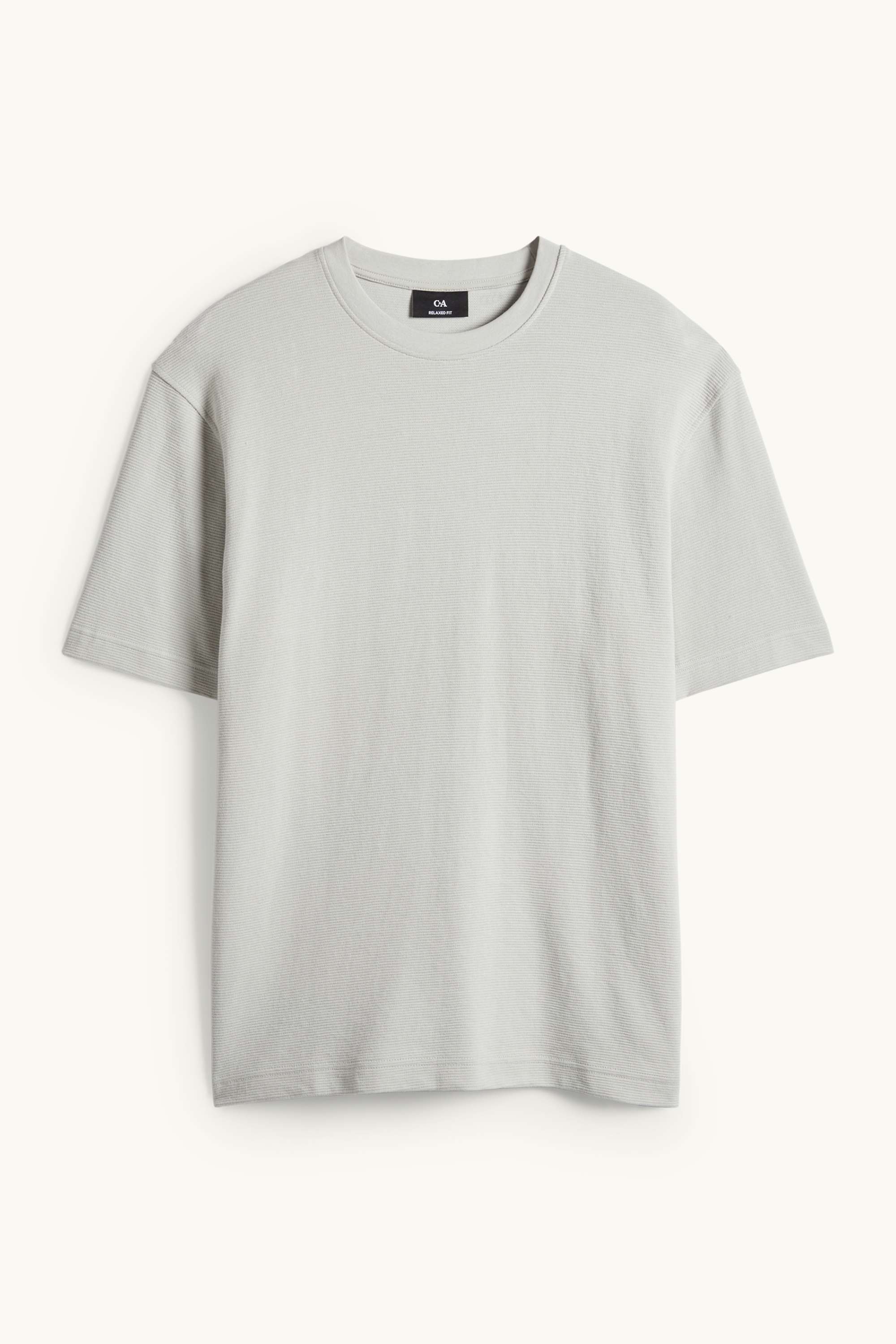 T-shirt - relaxed fit - ribbed light gray