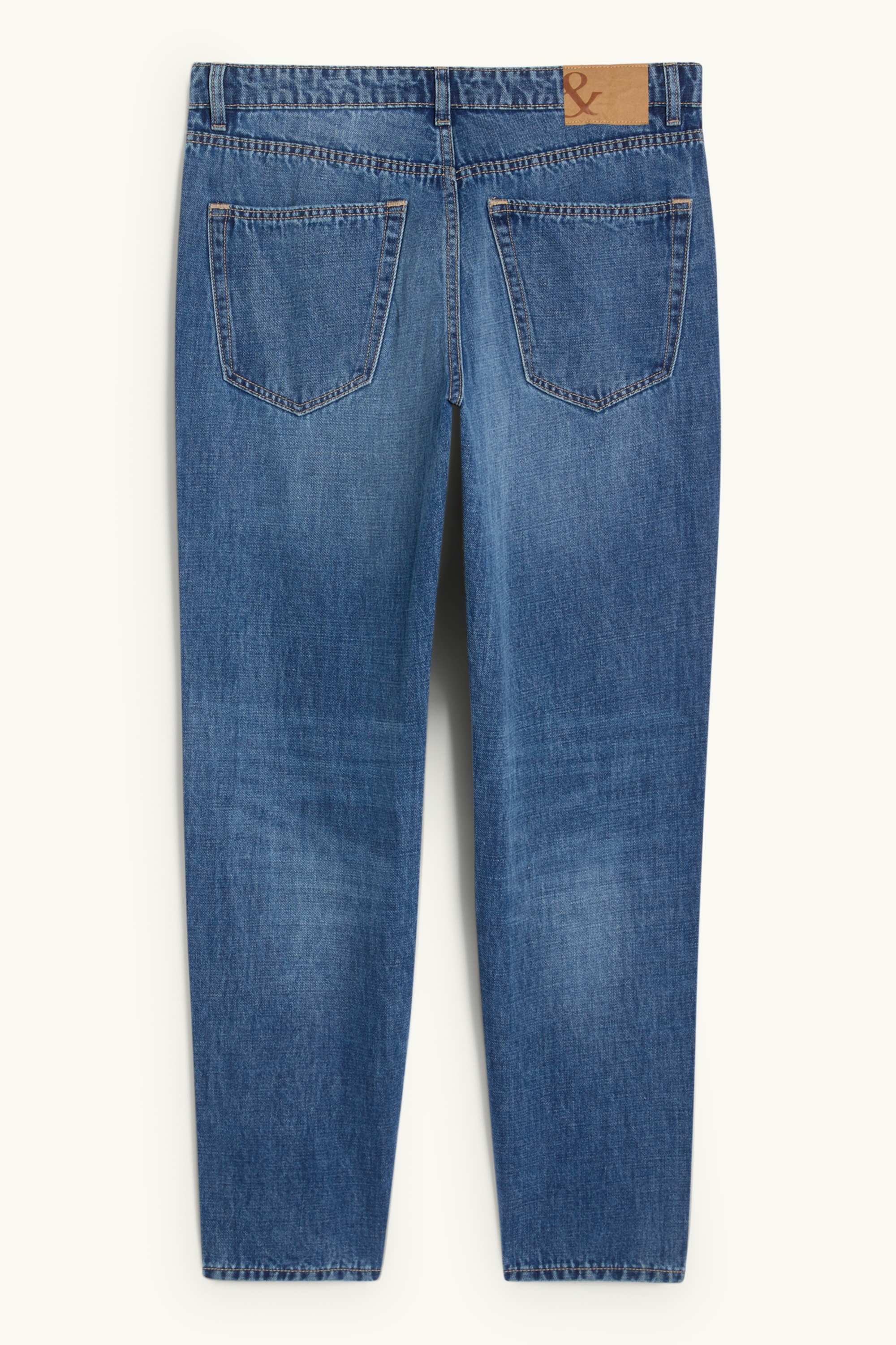 Relaxed tapered jeans with linen content blue (1)