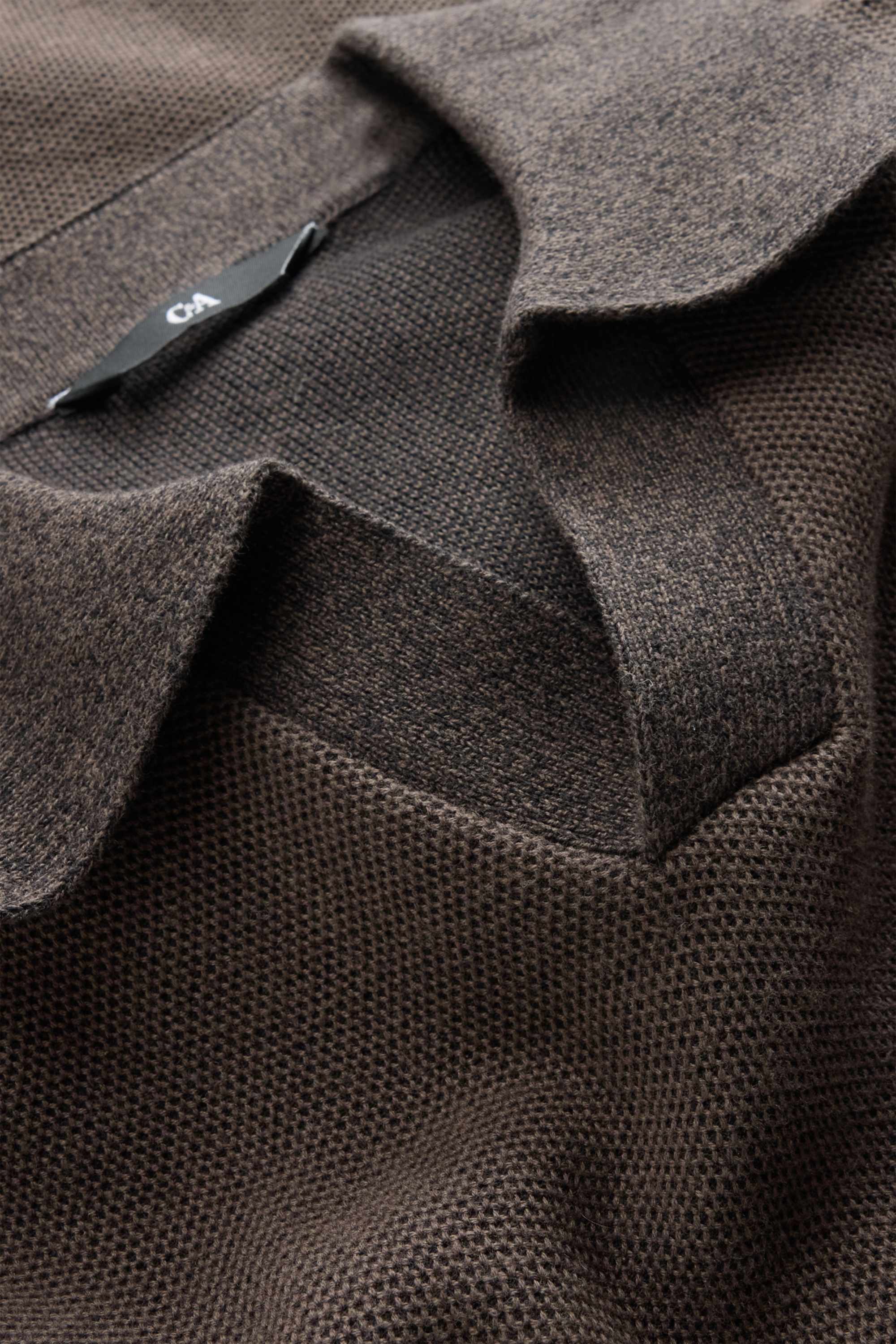 Knitted polo shirt - regular fit - textured brown