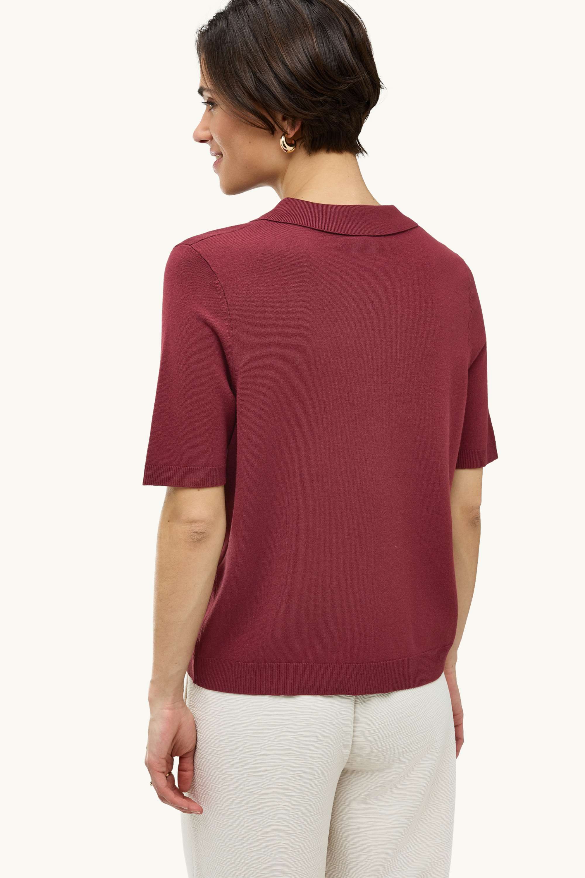 Knitted polo shirt - regular fit dark red