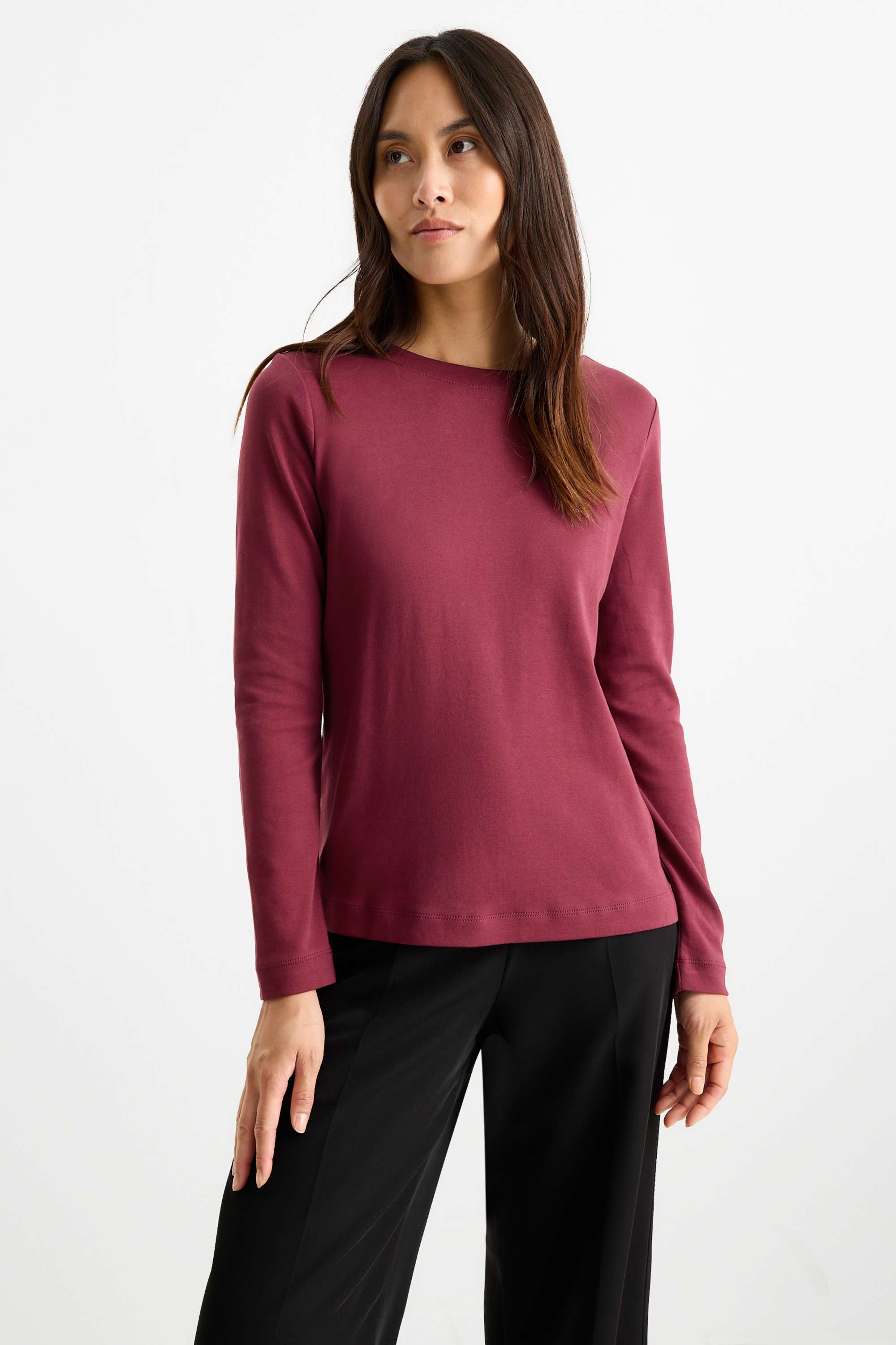 Multipack of 2 - long sleeve top bordeaux / black
