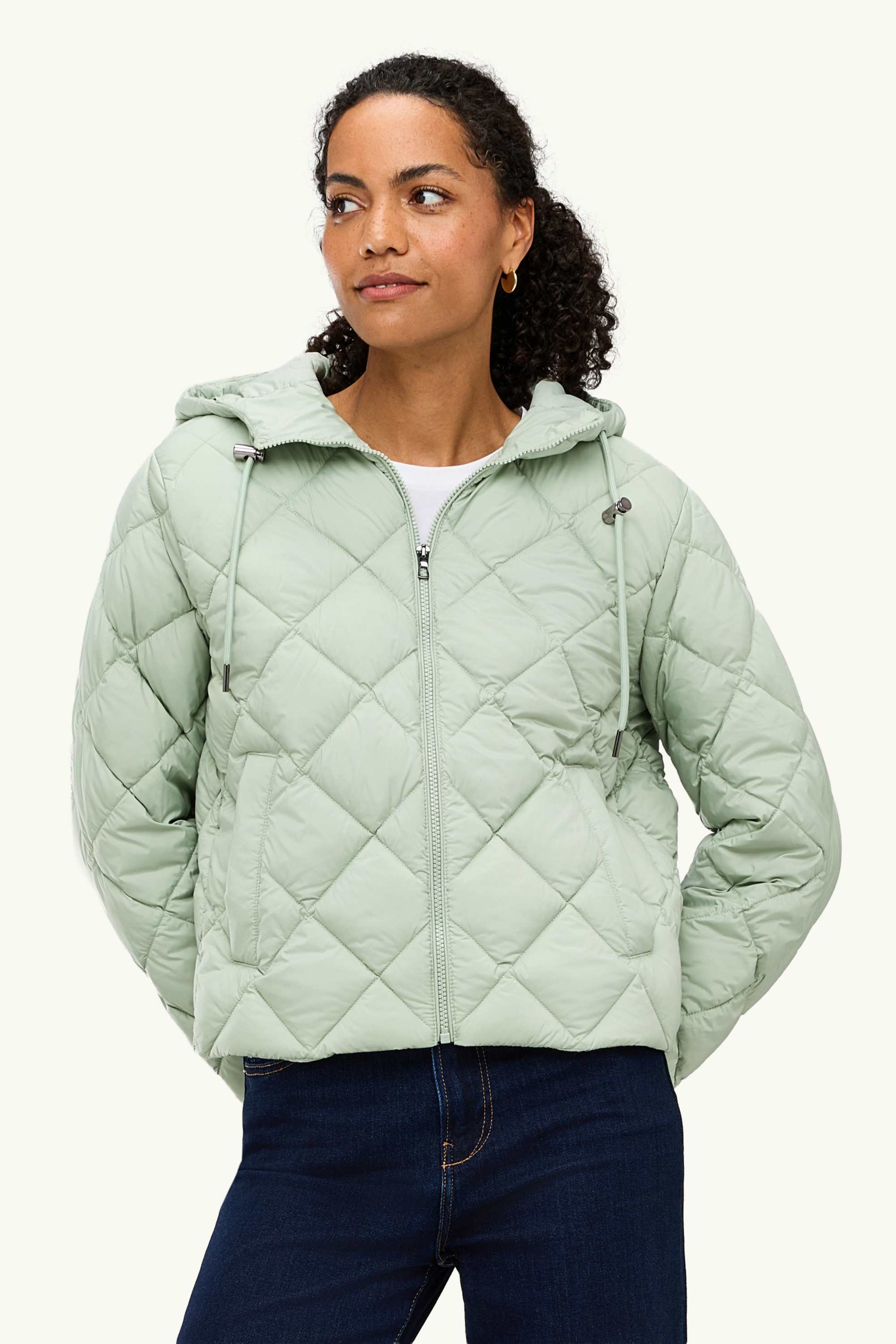 Quilted jacket with hood - water-repellent mint green