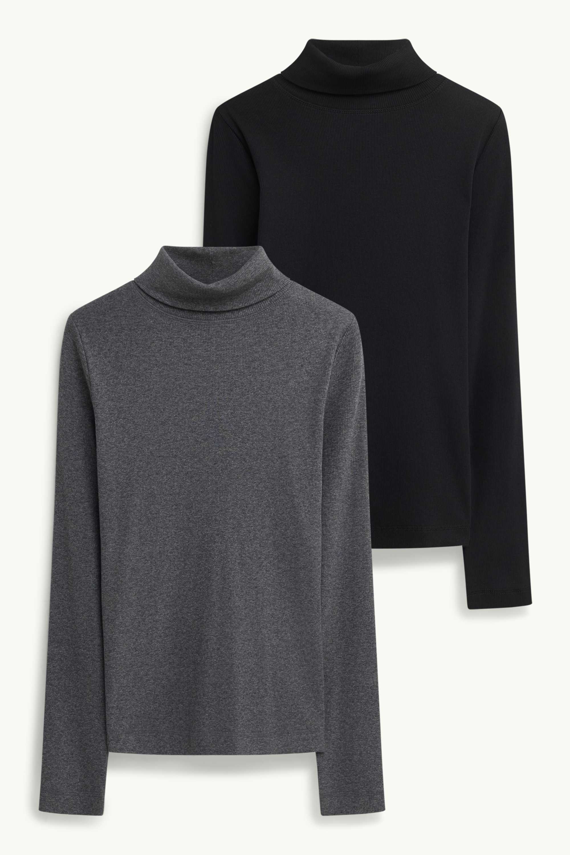 Multipack of 2 - turtleneck top - ribbed black / gray