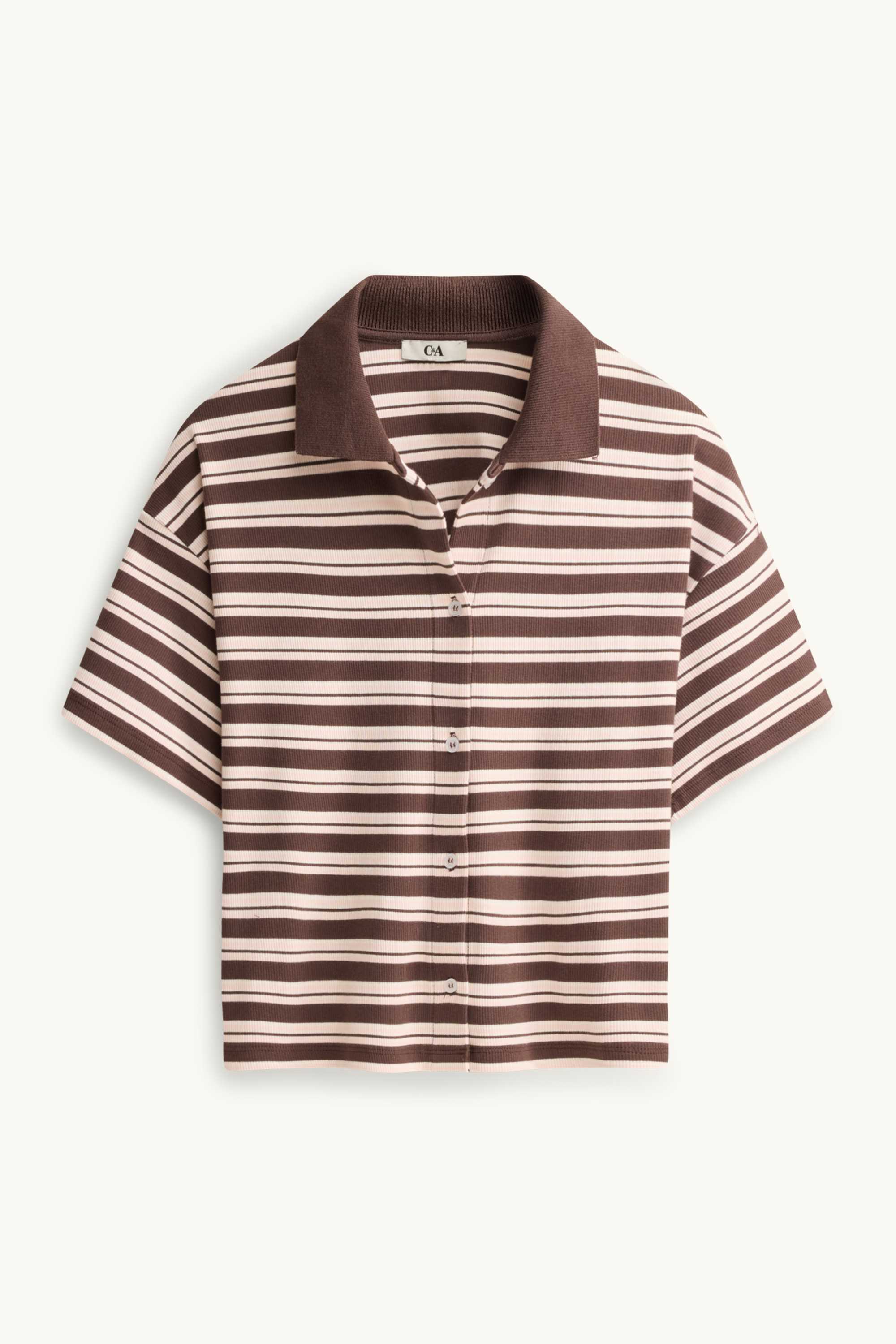 Polo shirt - slim fit - striped - ribbed brown / cremewhite