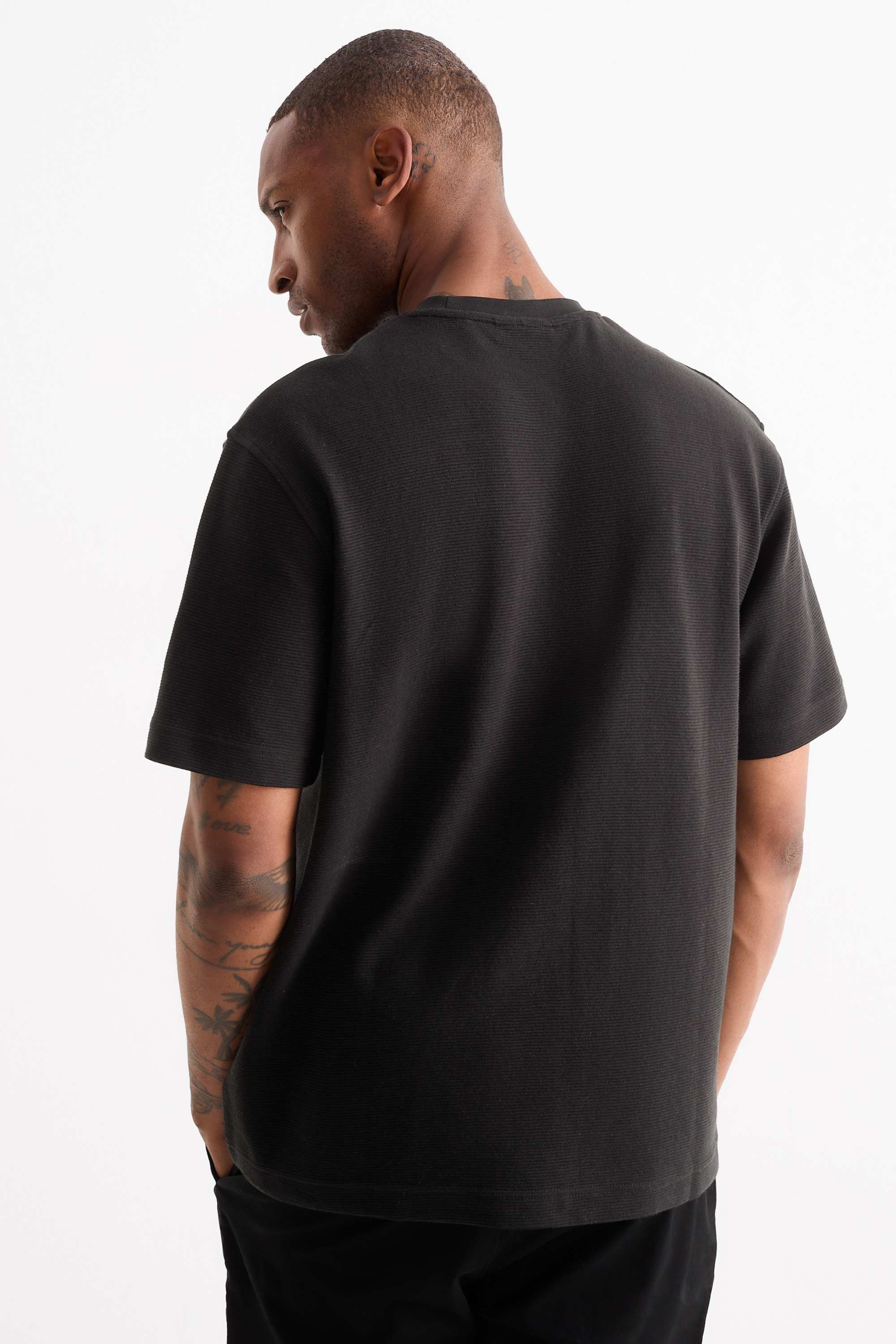 T-shirt - relaxed fit - ribbed black