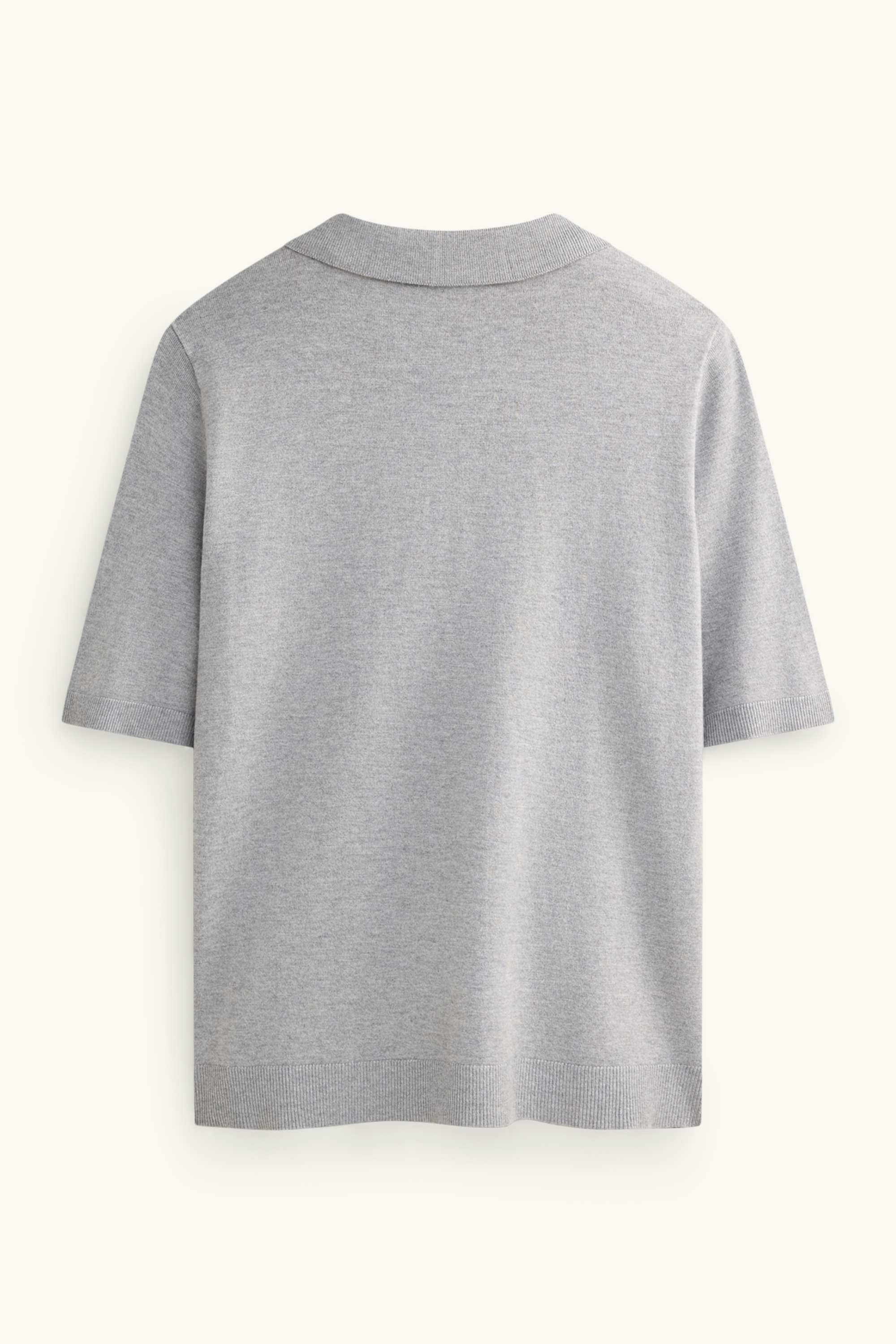 Knitted polo shirt - regular fit gray