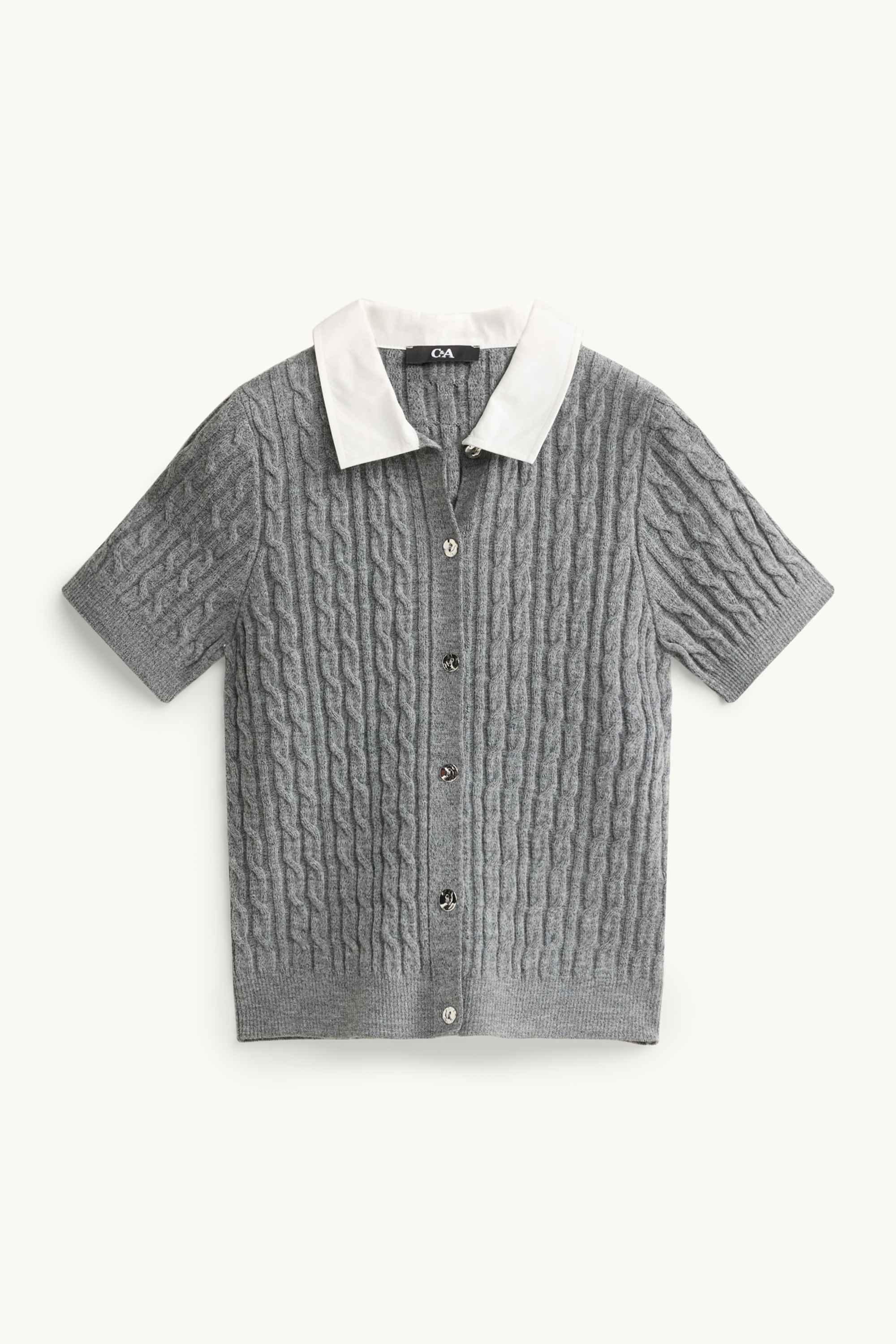 Cardigan - cable knit pattern gray
