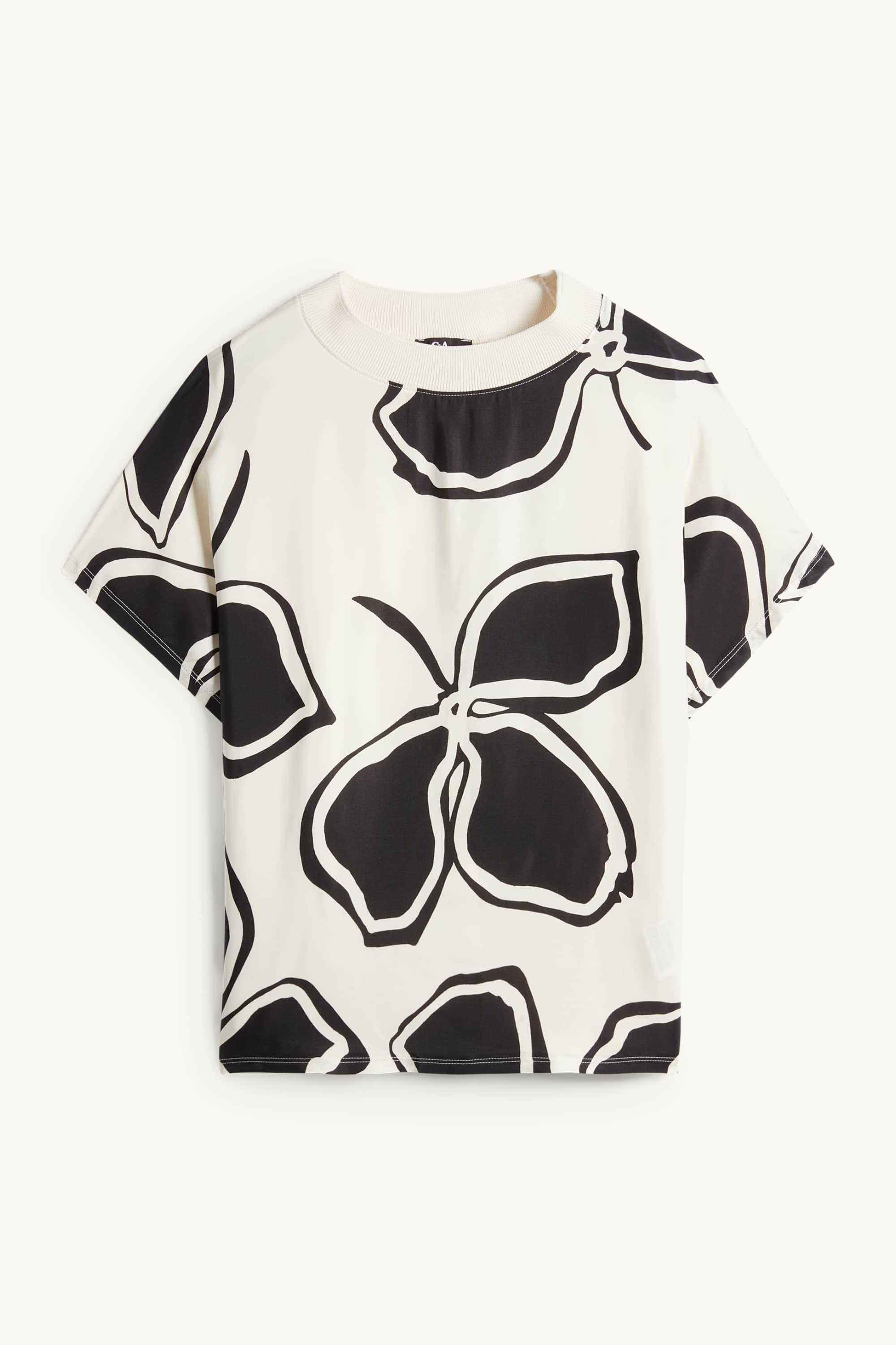 T-shirt - relaxed fit - floral black / beige (2)