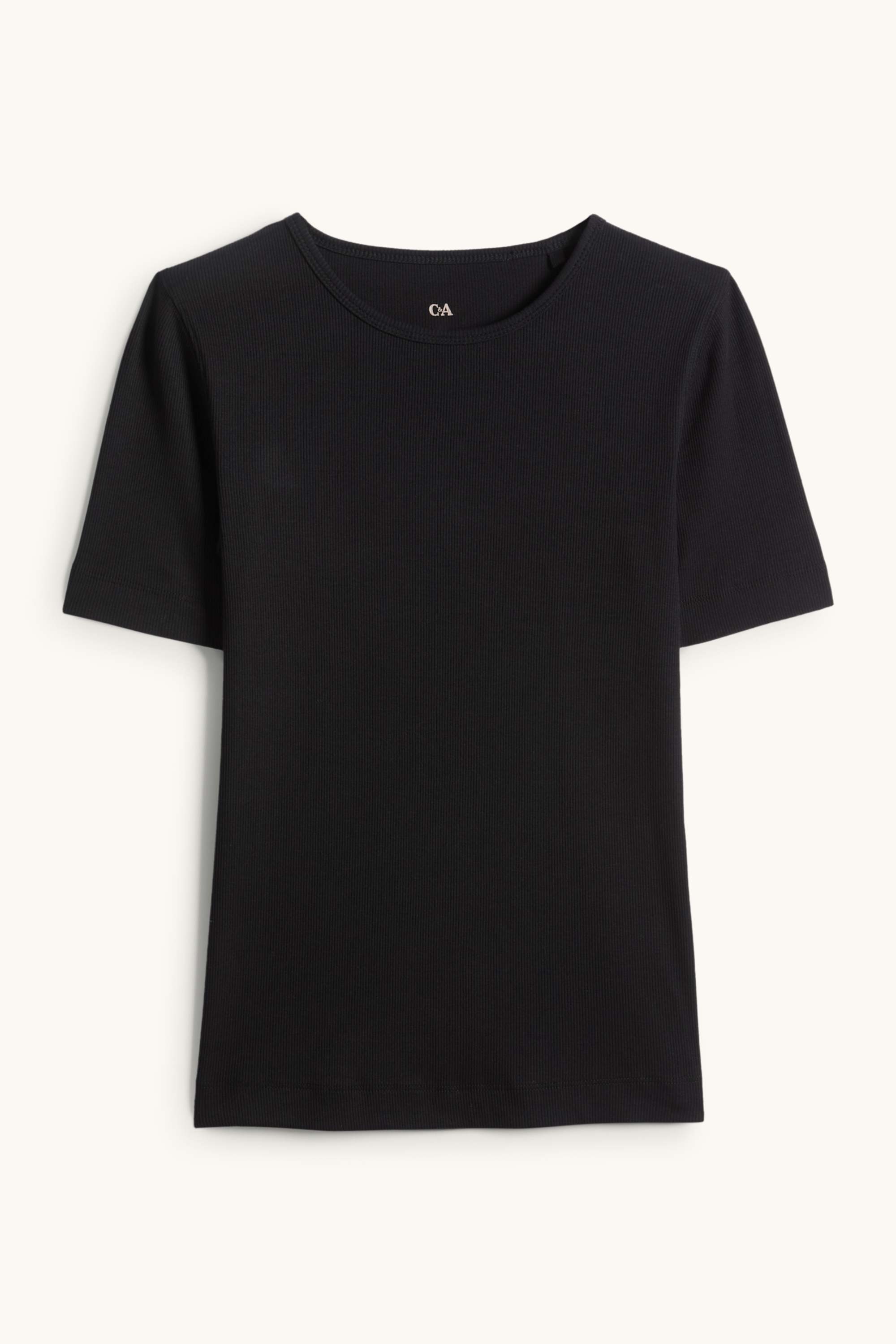 T-shirt - slim fit - ribbed black
