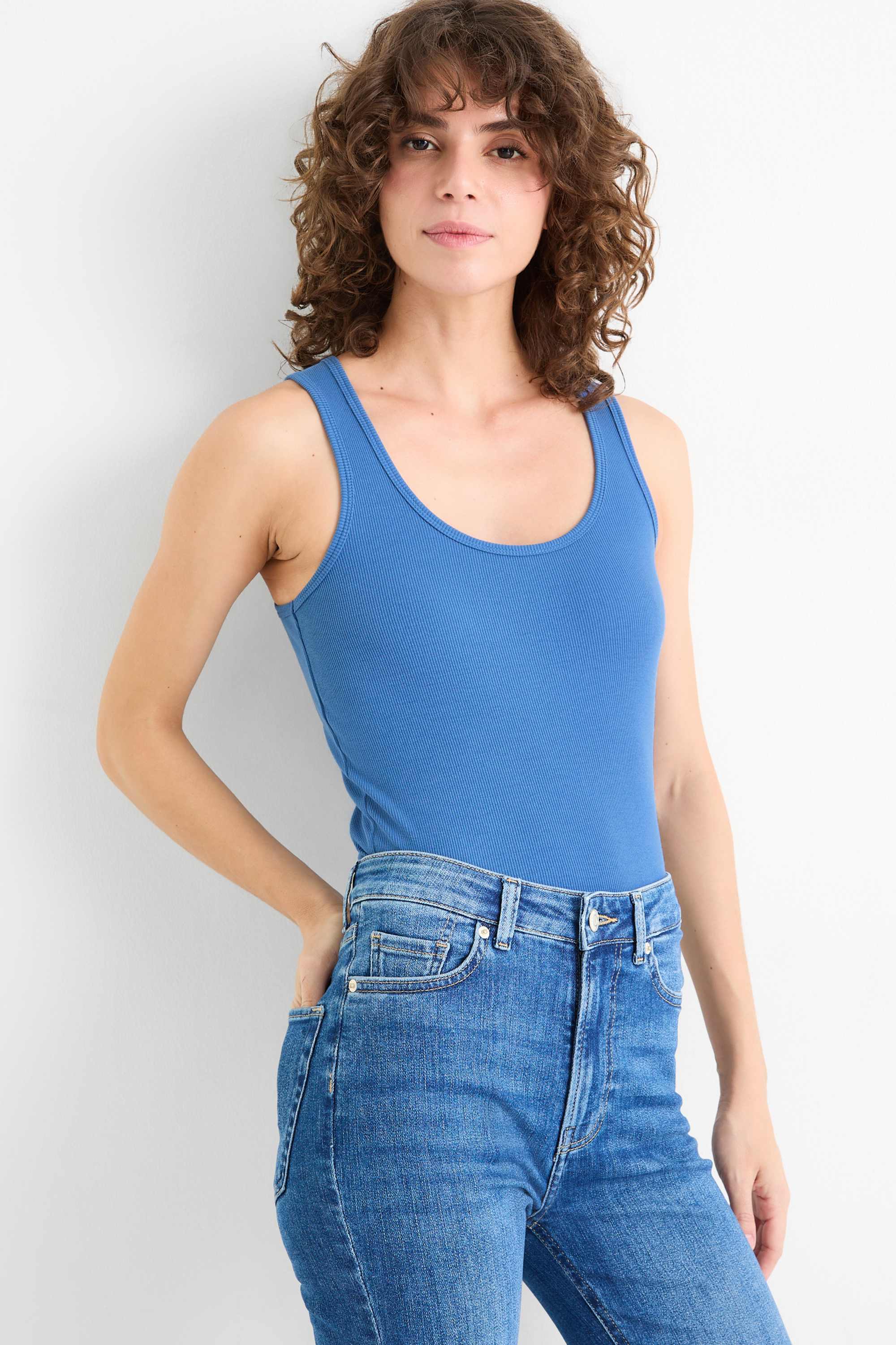 Multipack of 2 - top - ribbed blue / black