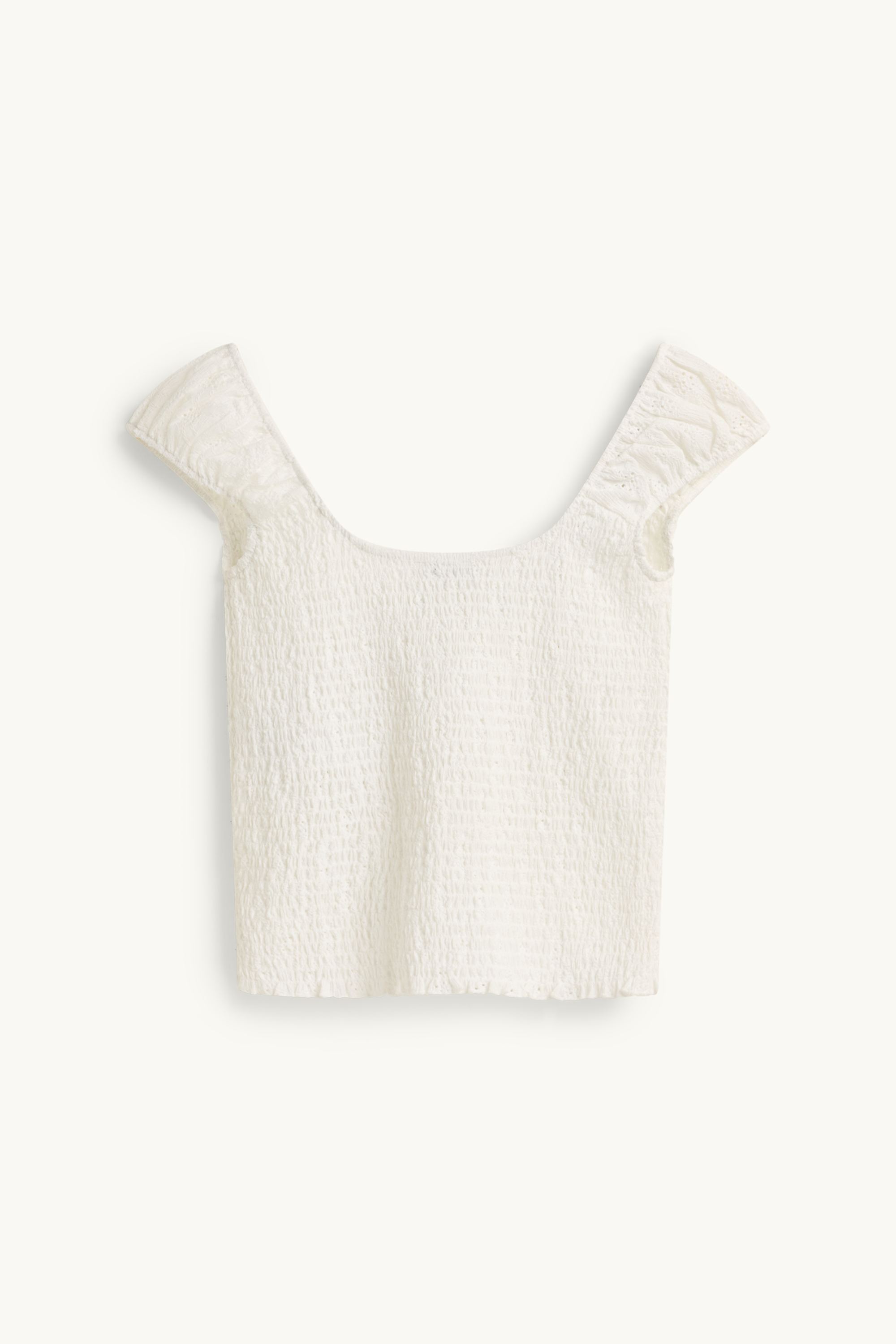 Blouse top - smocked white