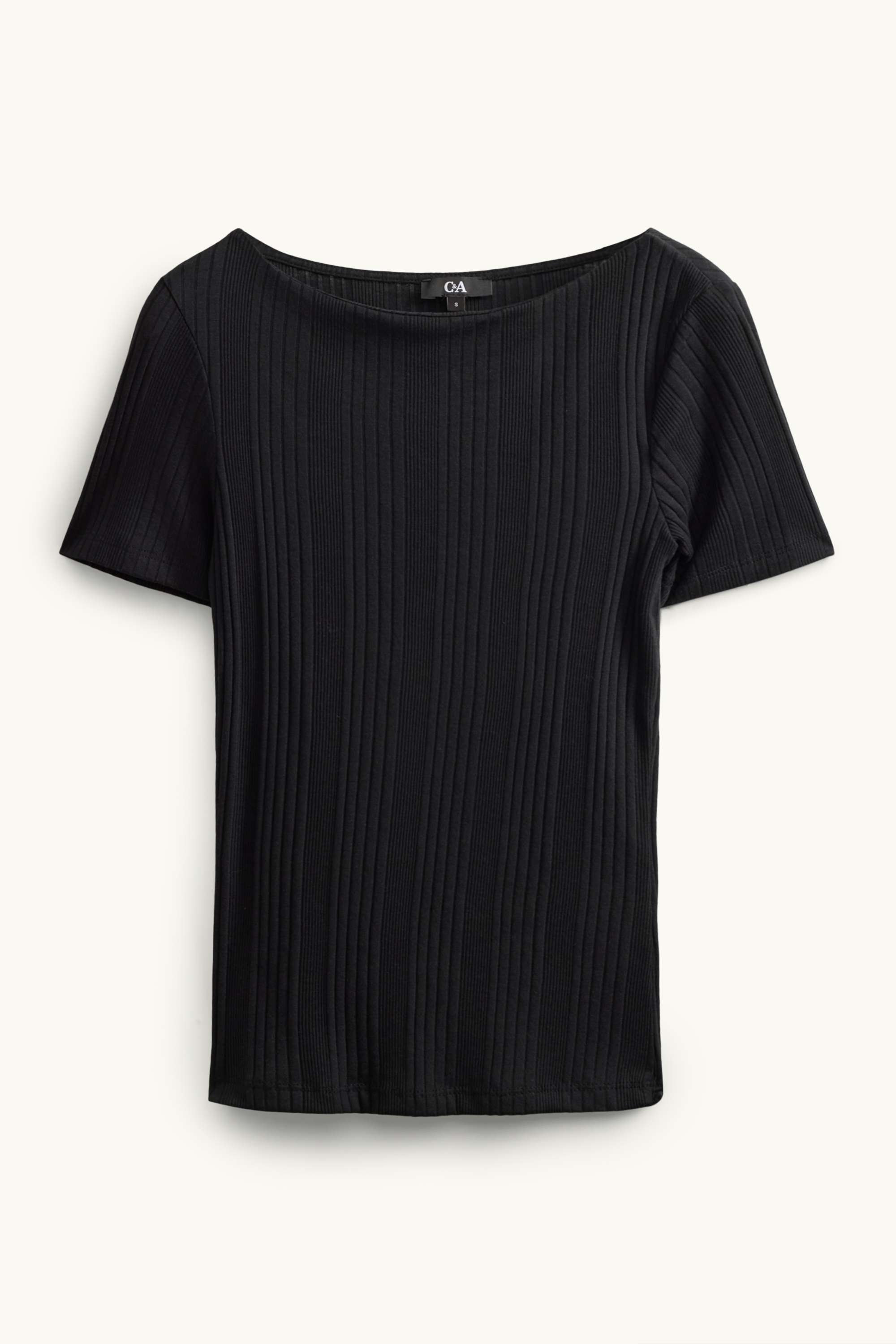 T-shirt - regular fit - ribbed- striped black