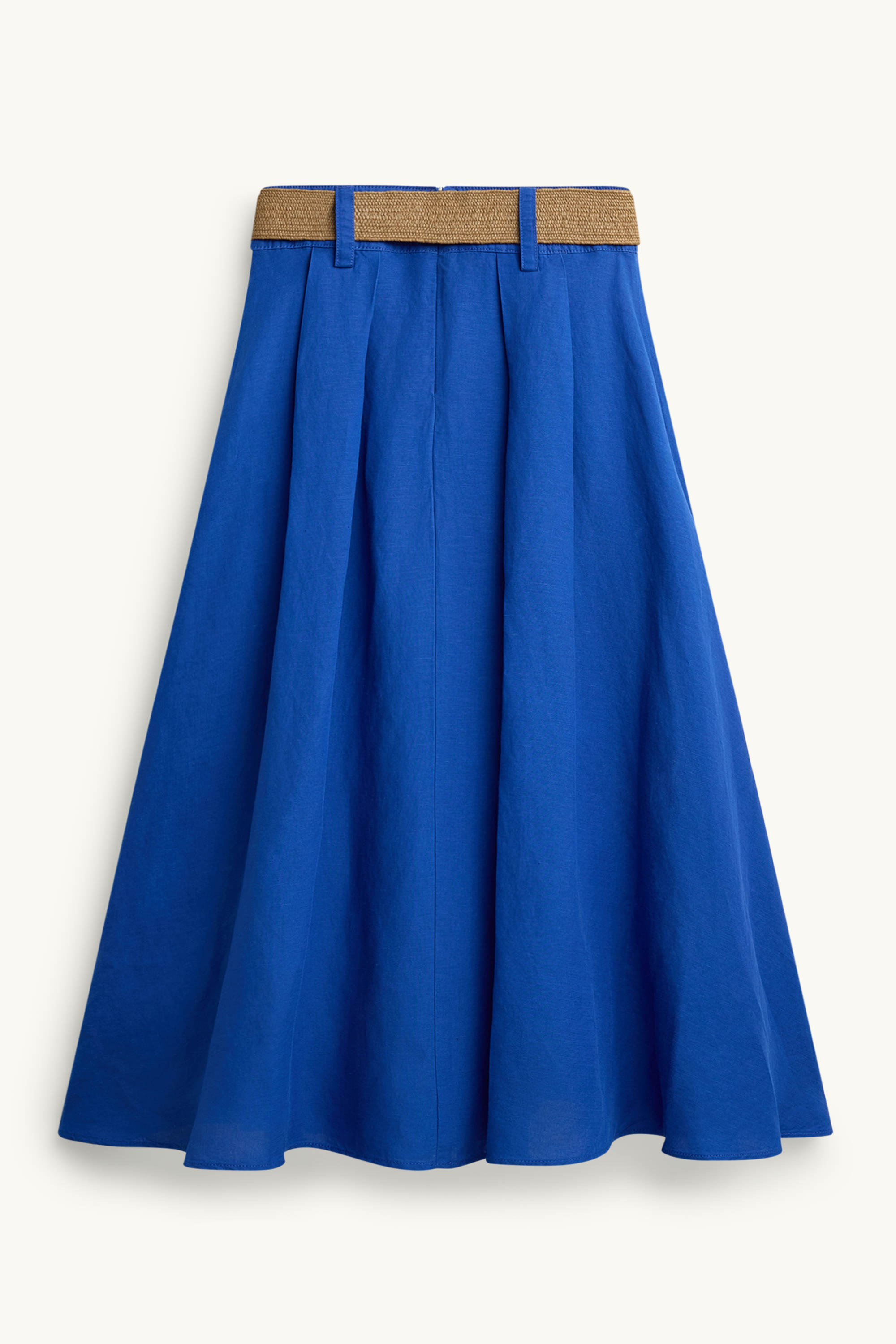 Skirt with belt - linen blend blue