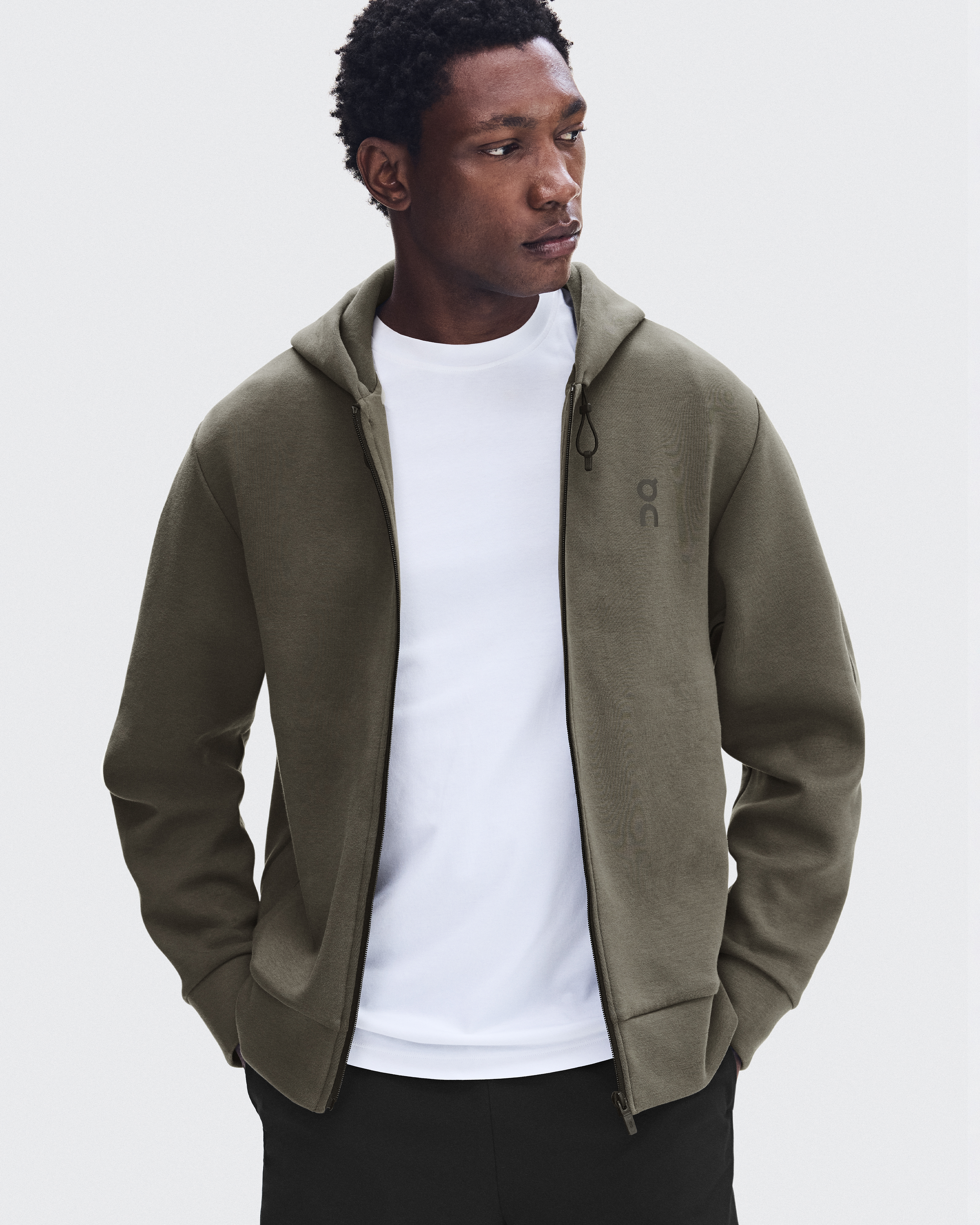 Focus Tech Zip Hoodie - Bark