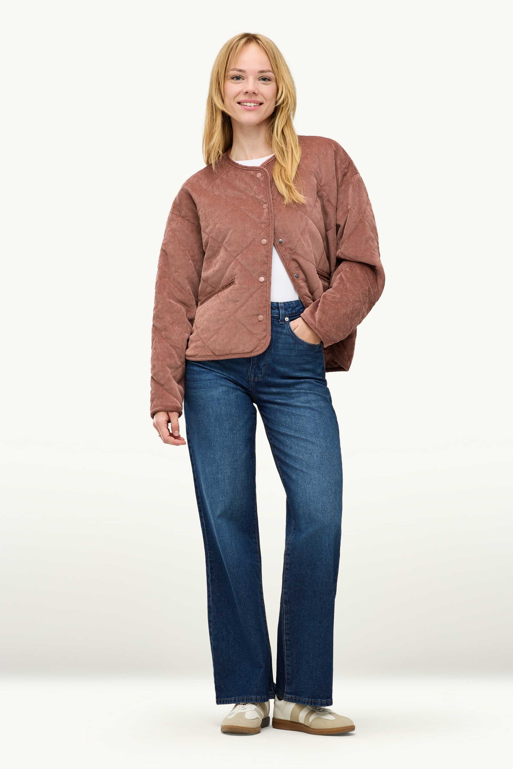 Corduroy quilted jacket rust