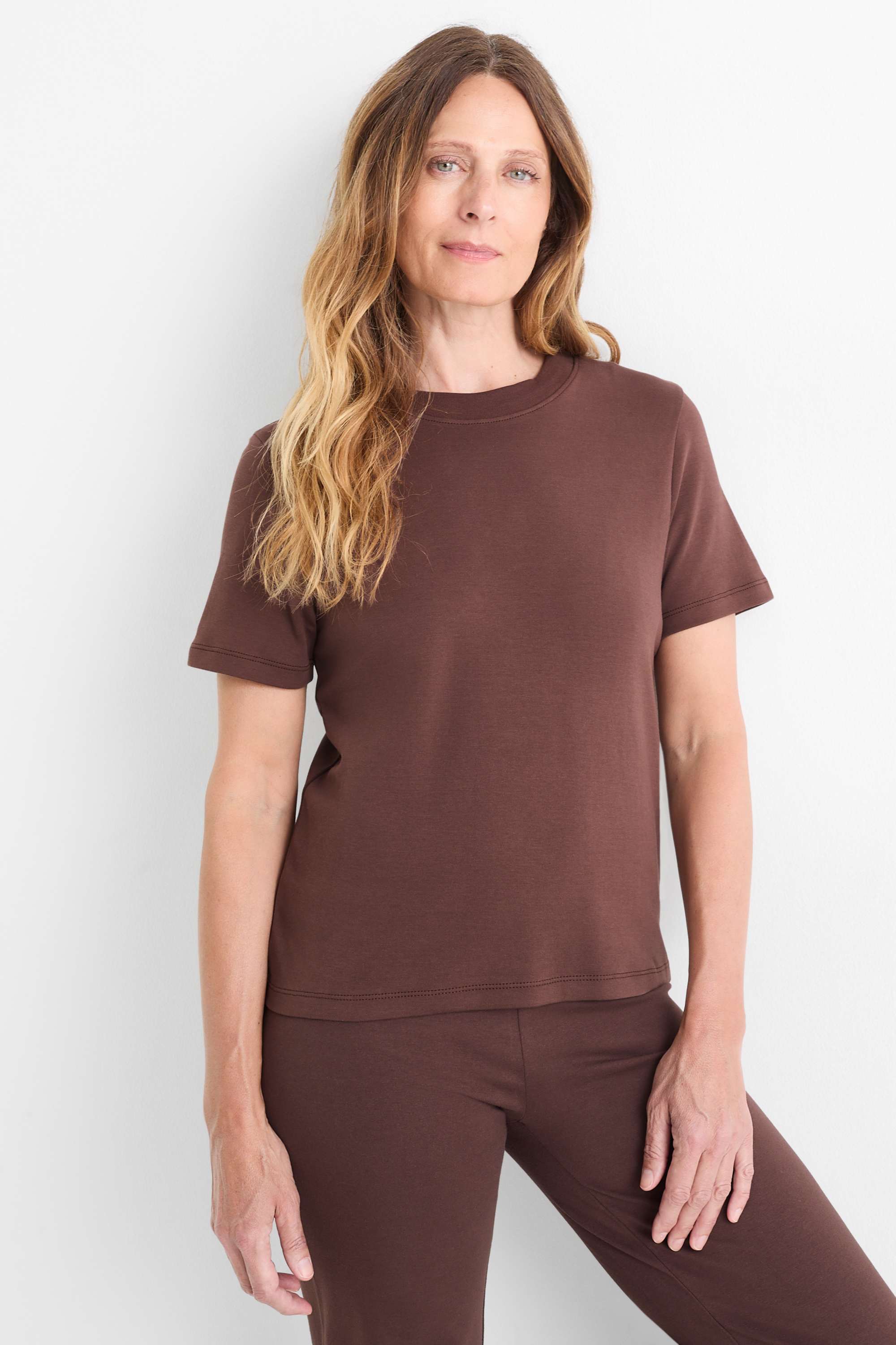 T-shirt - slim fit dark brown