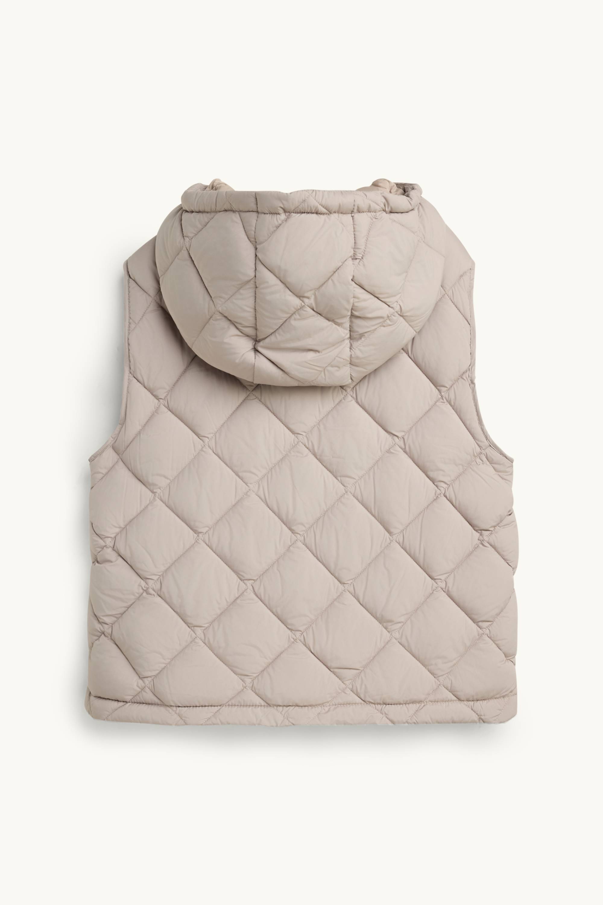 Quilted gilet with hood - water-repellent brown