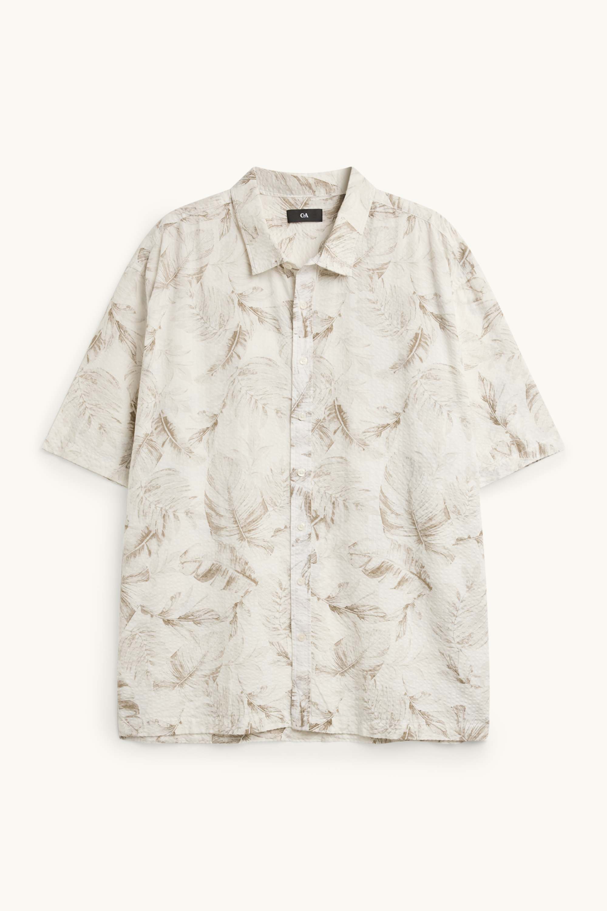 Shirt - regular fit - textured - patterned beige