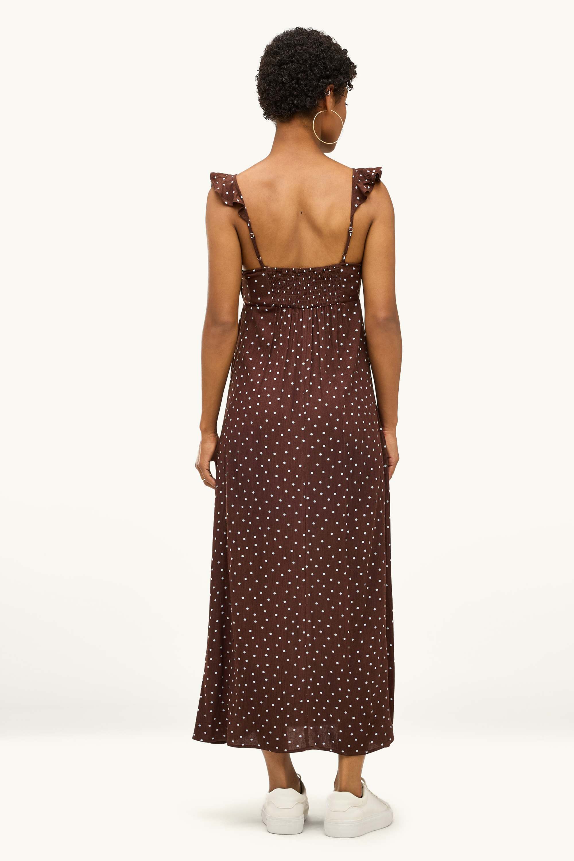 Dress - polka dot - textured dark brown