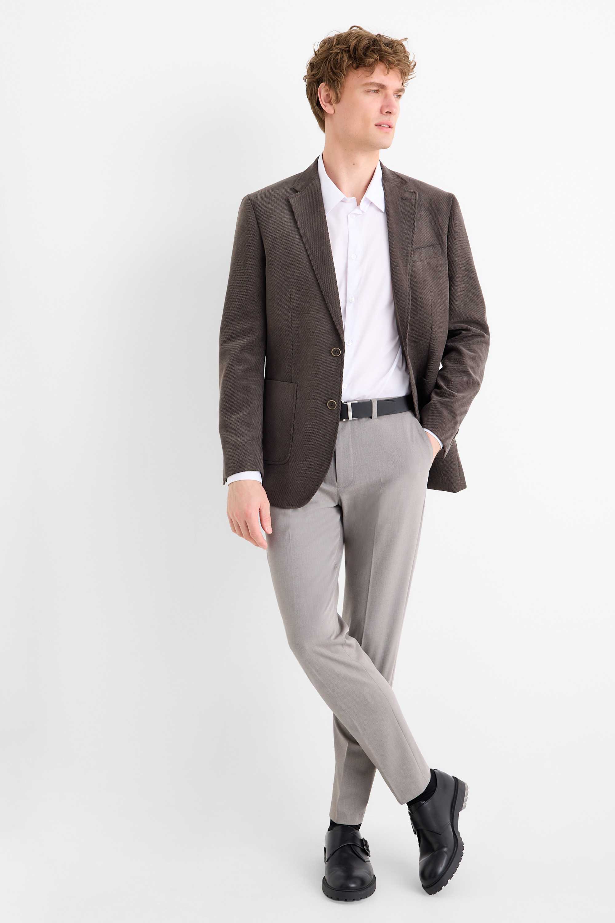 Tailored jacket - regular fit - textured dark gray (4)