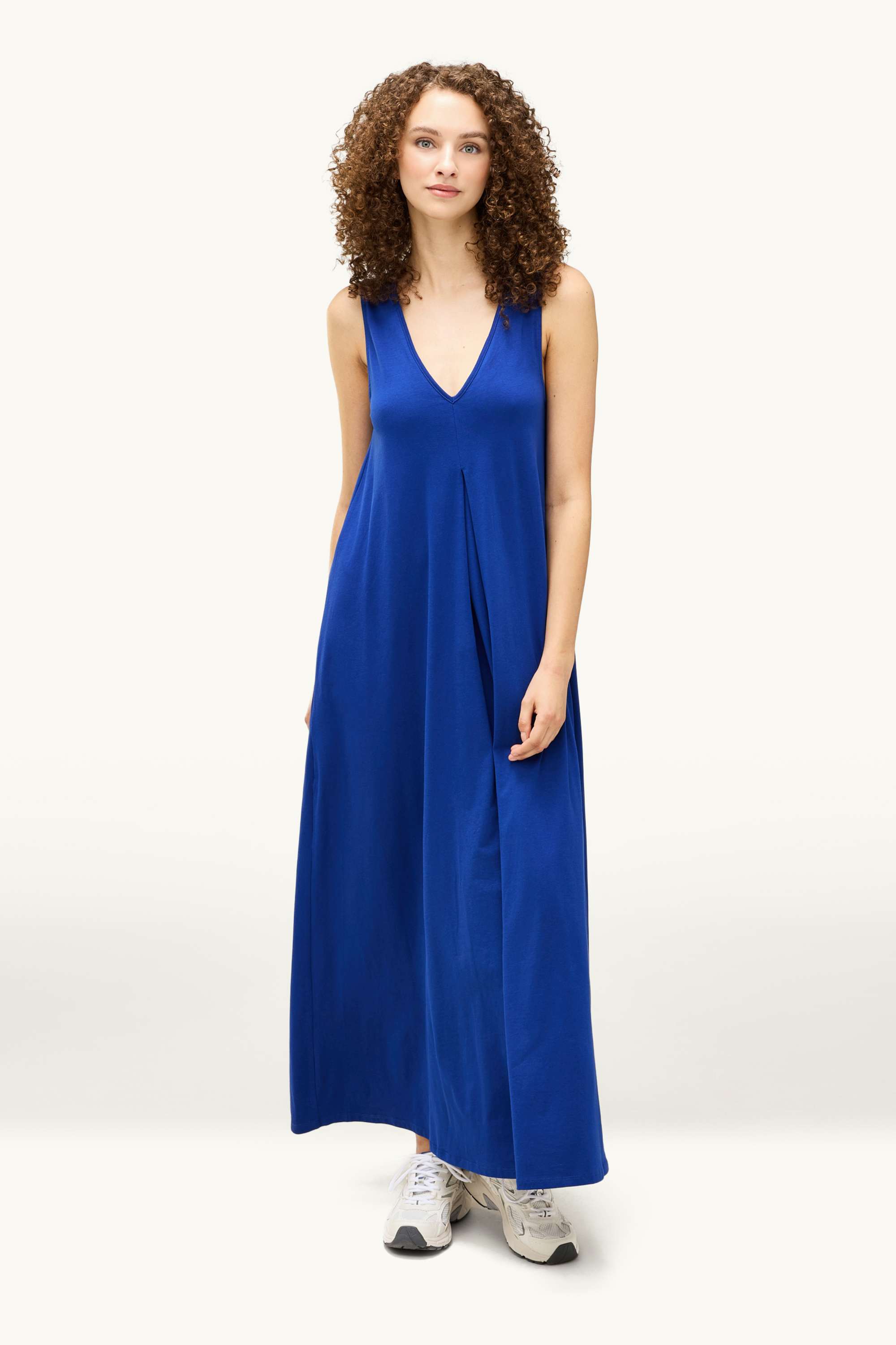 V-neck A-line dress blue