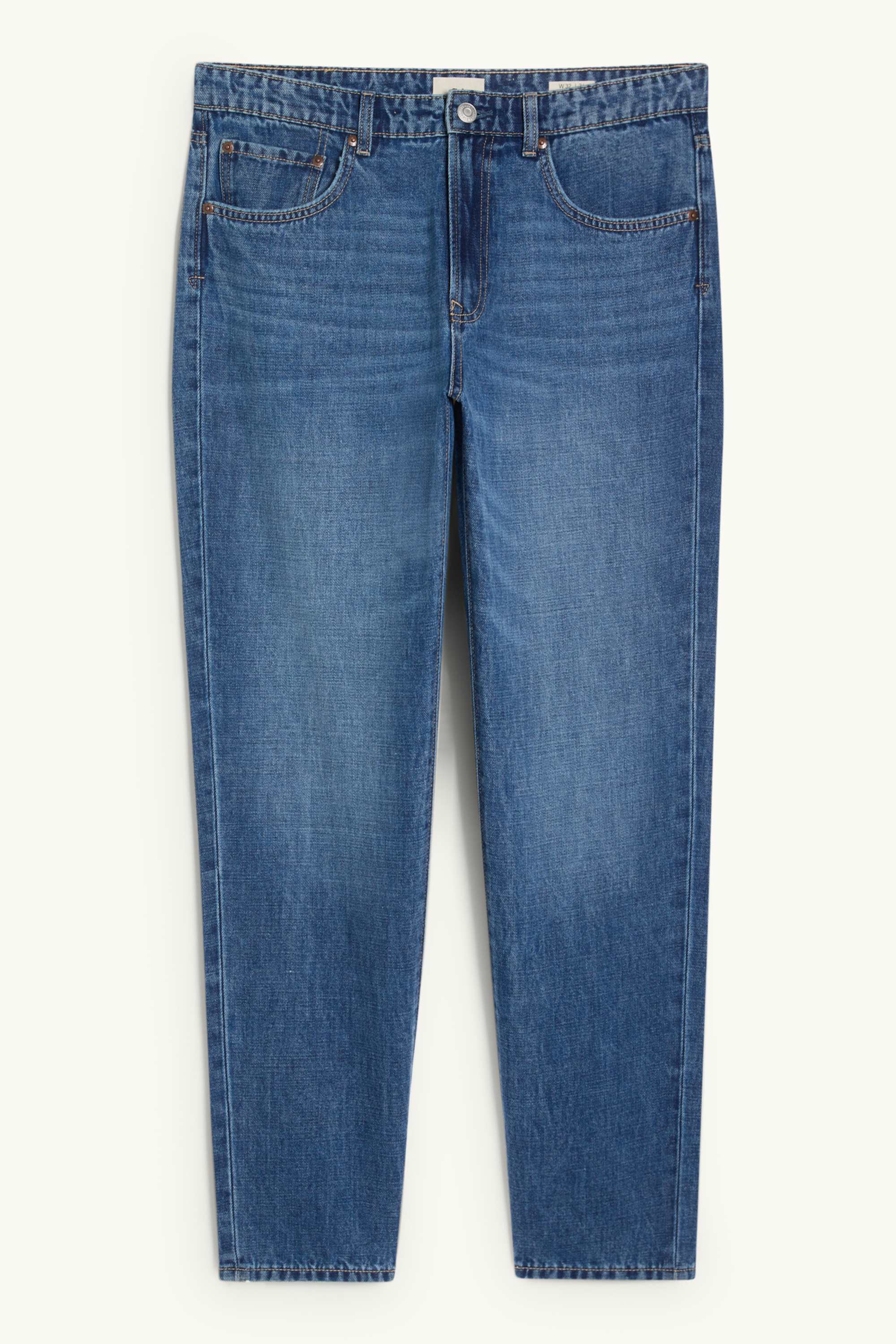 Relaxed tapered jeans with linen content blue (1)