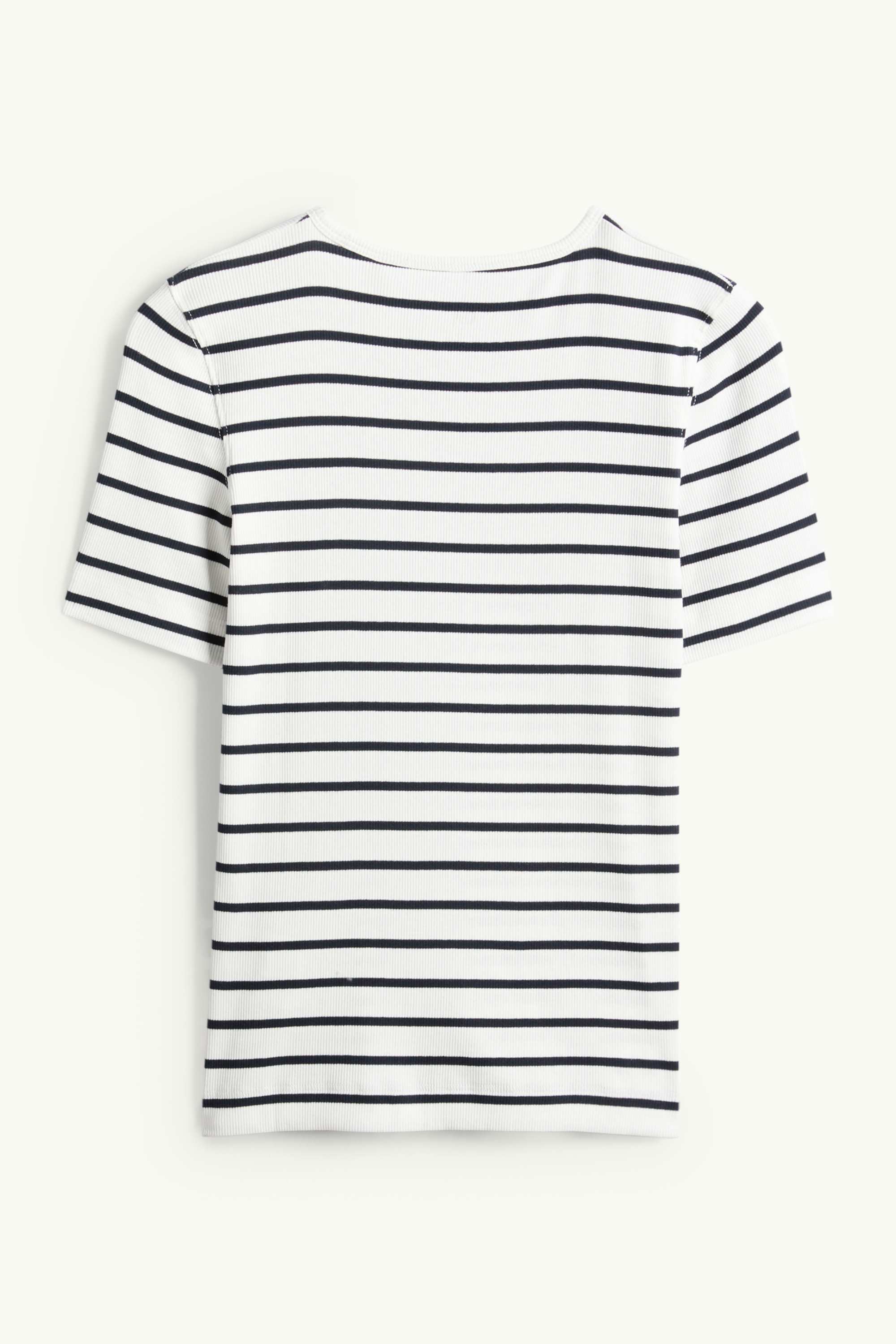 T-shirt - slim fit - ribbed - striped white / black