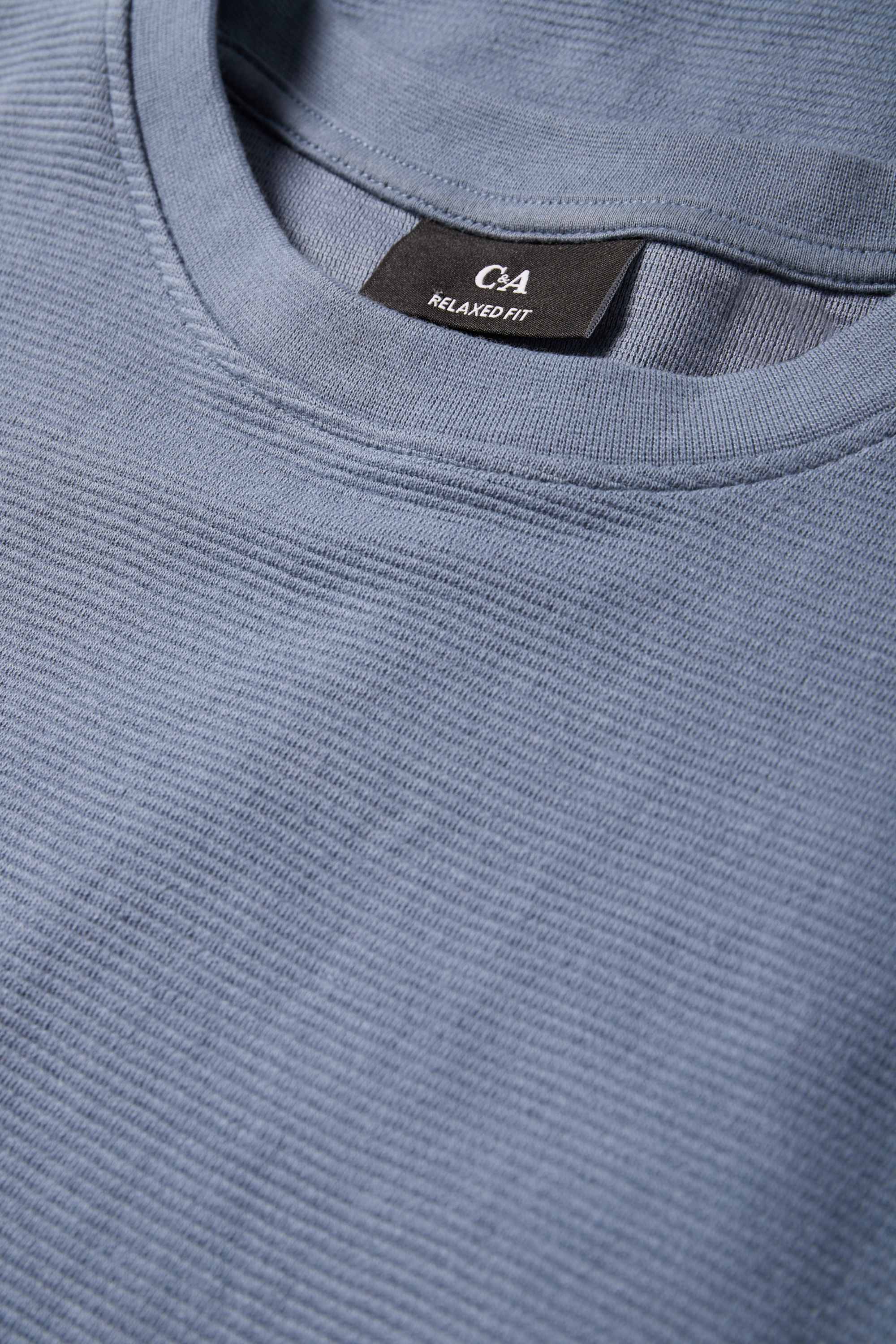 T-shirt - relaxed fit - ribbed dark blue