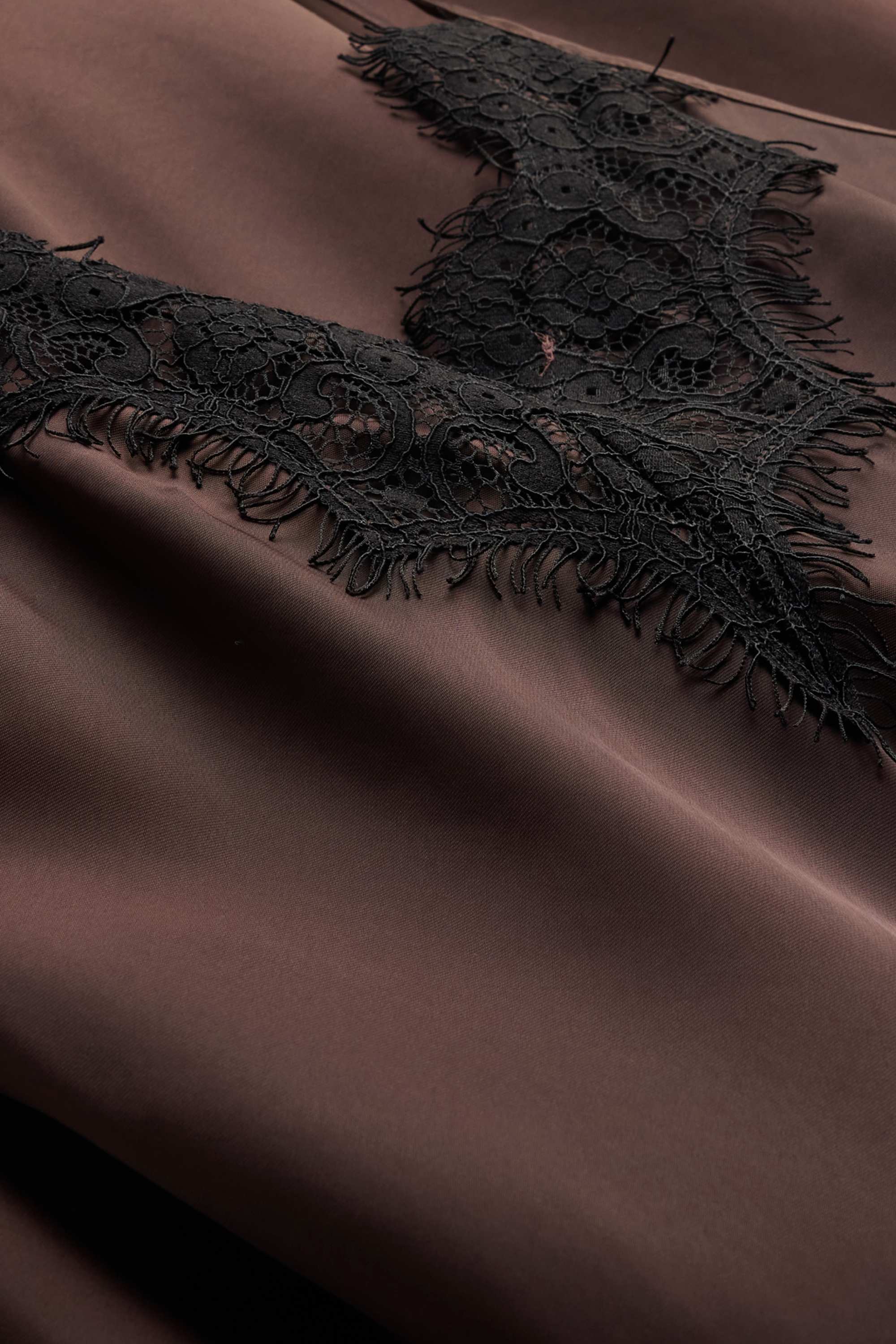 Satin dress - straight fit dark brown