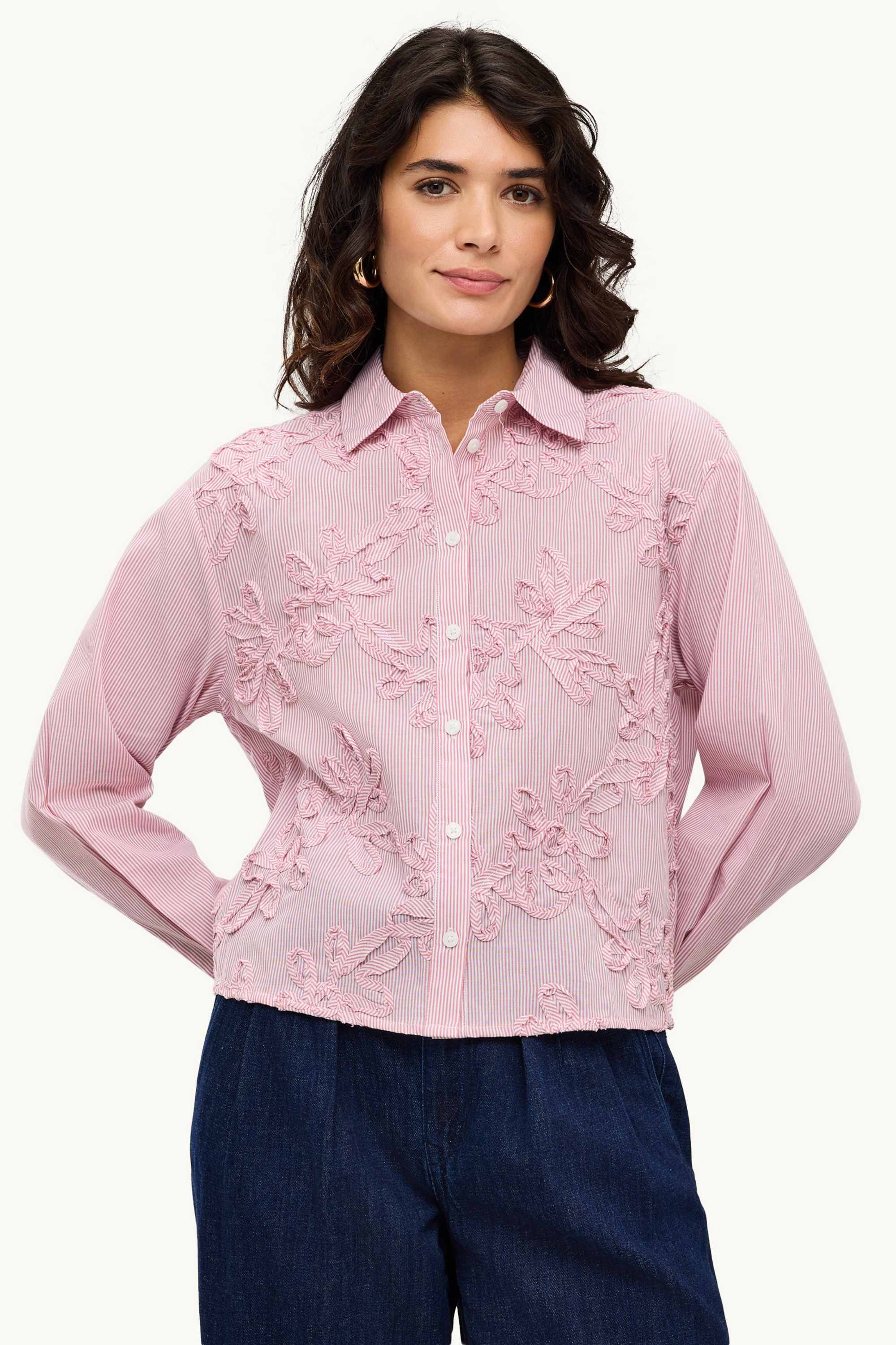 Blouse - striped rose
